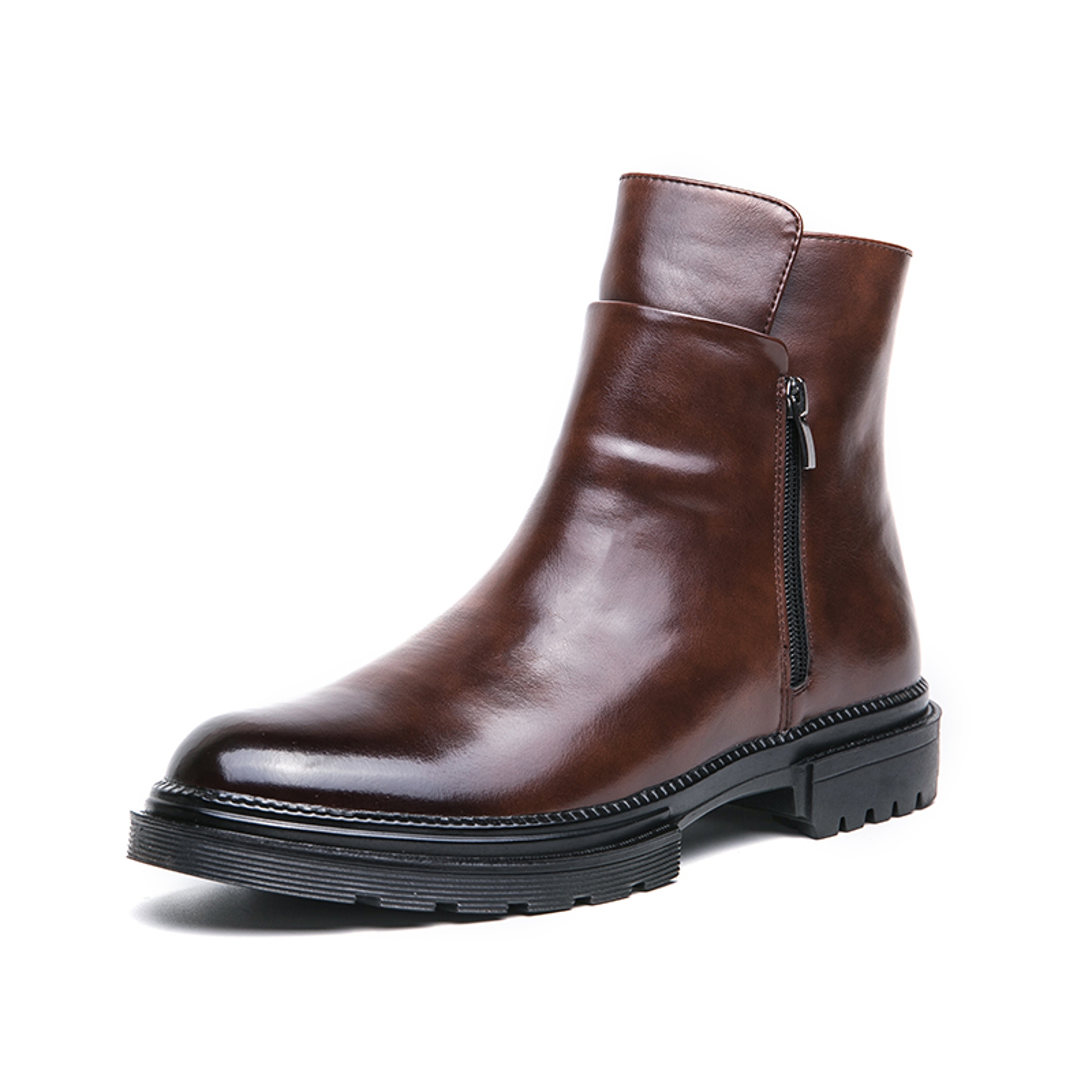 Mens Waterproof Leather Chelsea Boots With Zipper Closure And Low Heel 7
