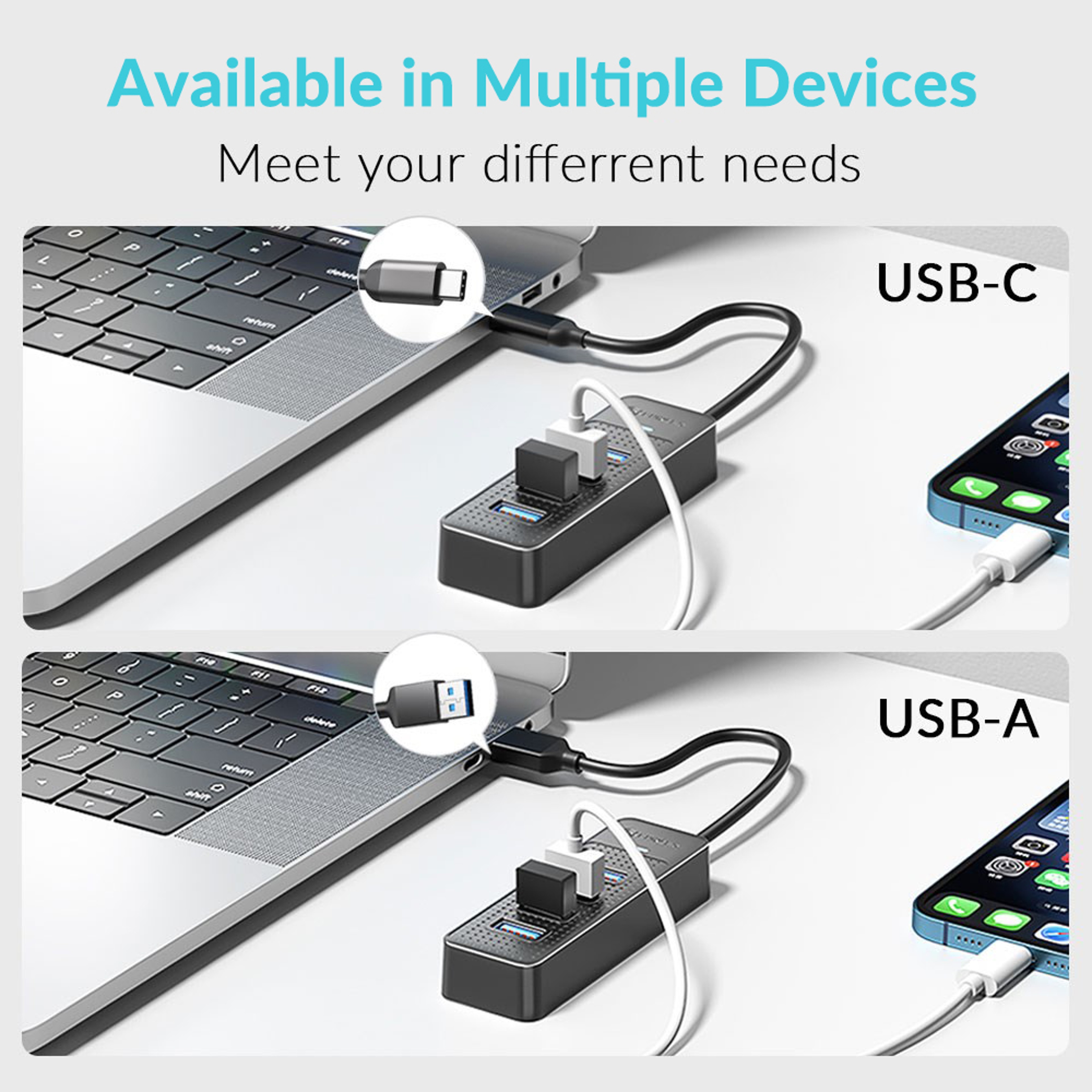 4Port USB 30 Hub With USBC Connector  5Gbps HighSpeed USB Splitter Adapter 5