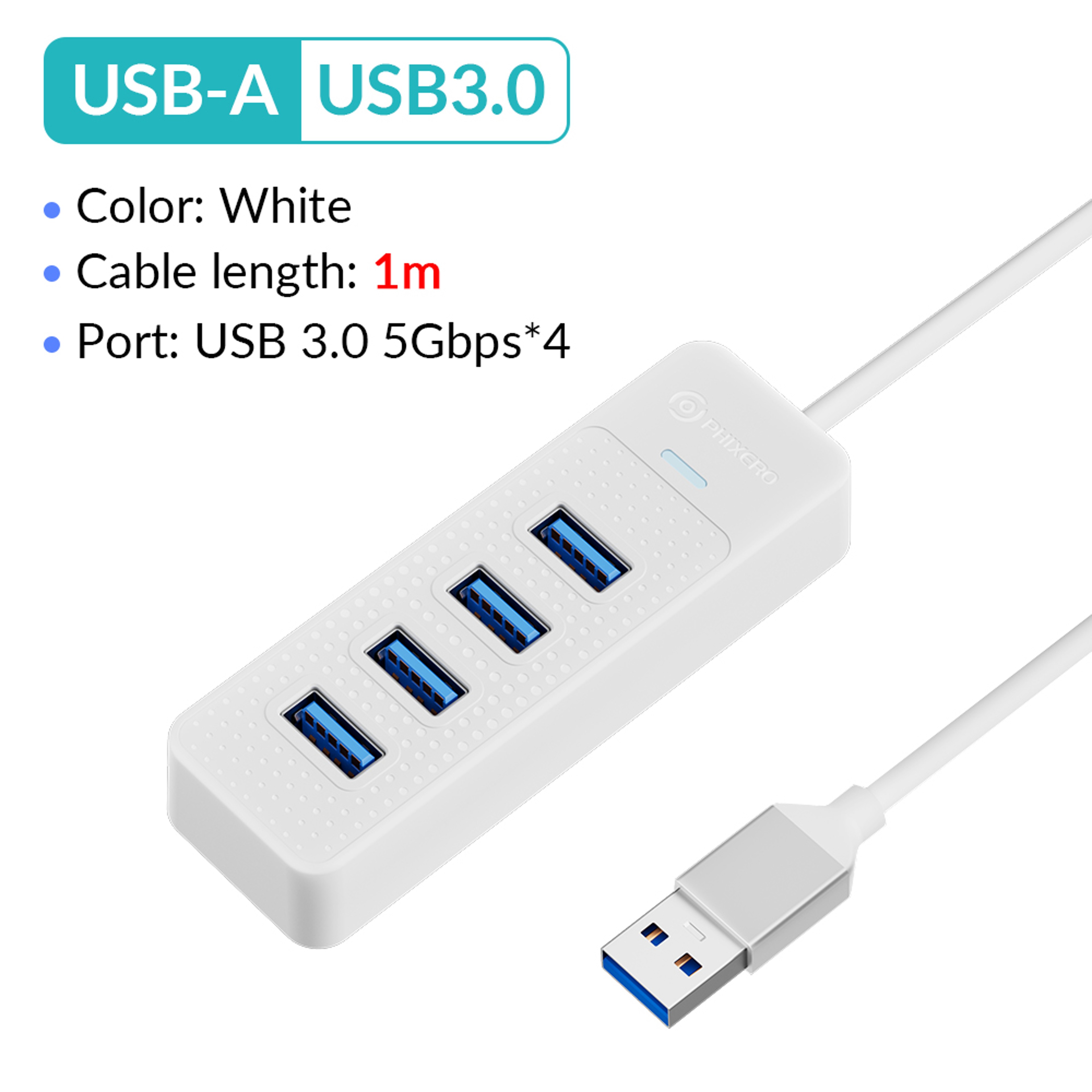 4Port USB 30 Hub With USBC Connector  5Gbps HighSpeed USB Splitter Adapter 7