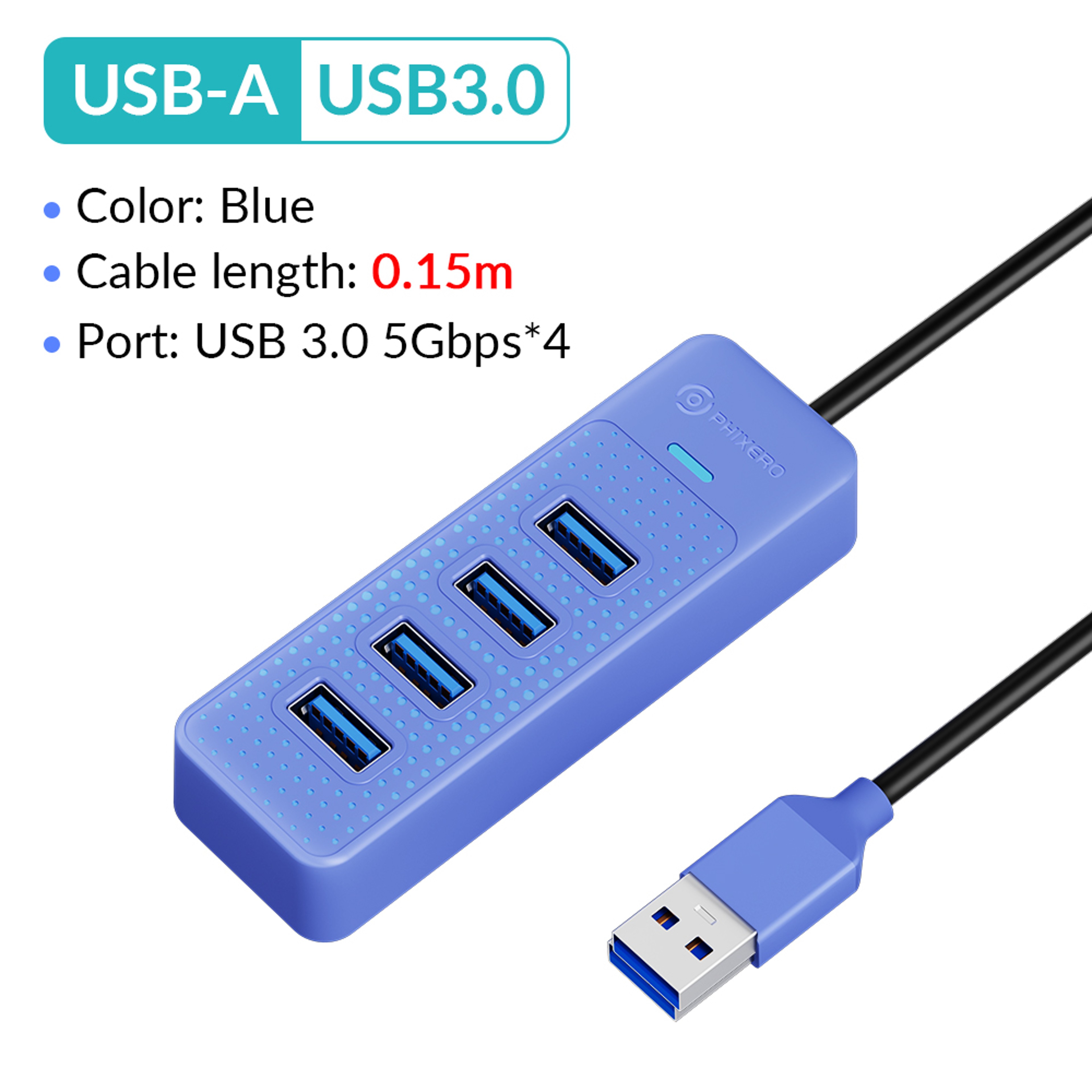 4Port USB 30 Hub With USBC Connector  5Gbps HighSpeed USB Splitter Adapter 9