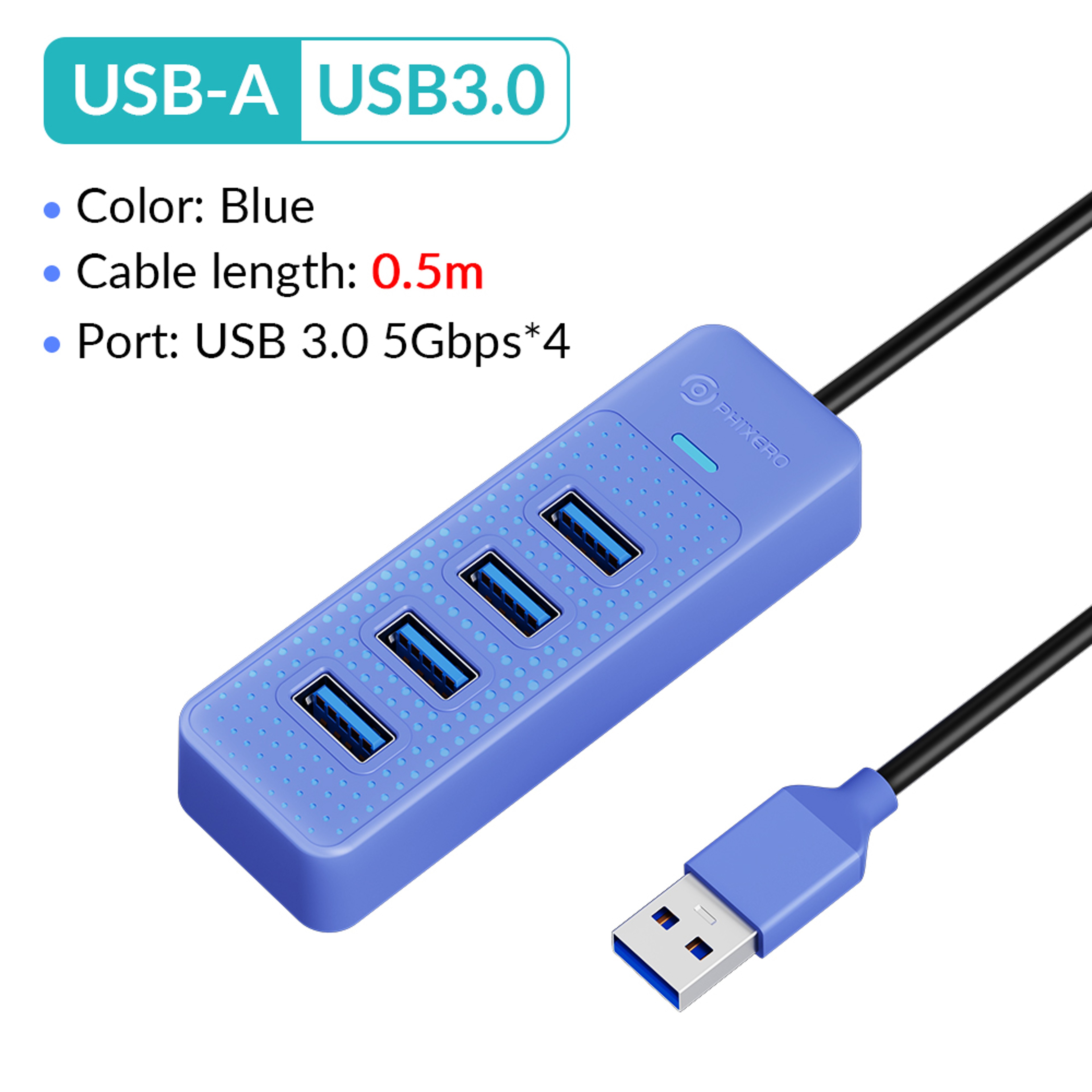 4Port USB 30 Hub With USBC Connector  5Gbps HighSpeed USB Splitter Adapter 10
