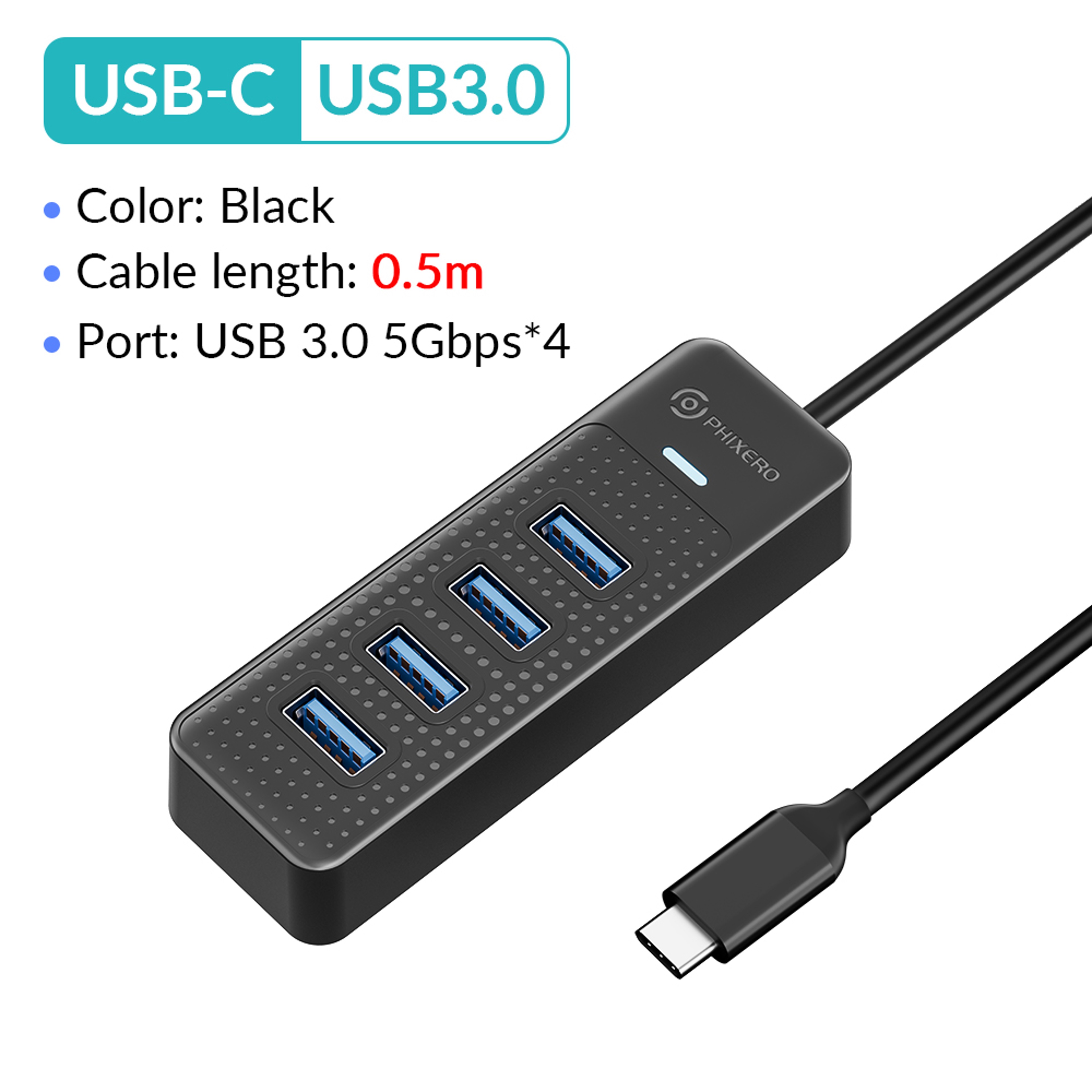 4Port USB 30 Hub With USBC Connector  5Gbps HighSpeed USB Splitter Adapter 17