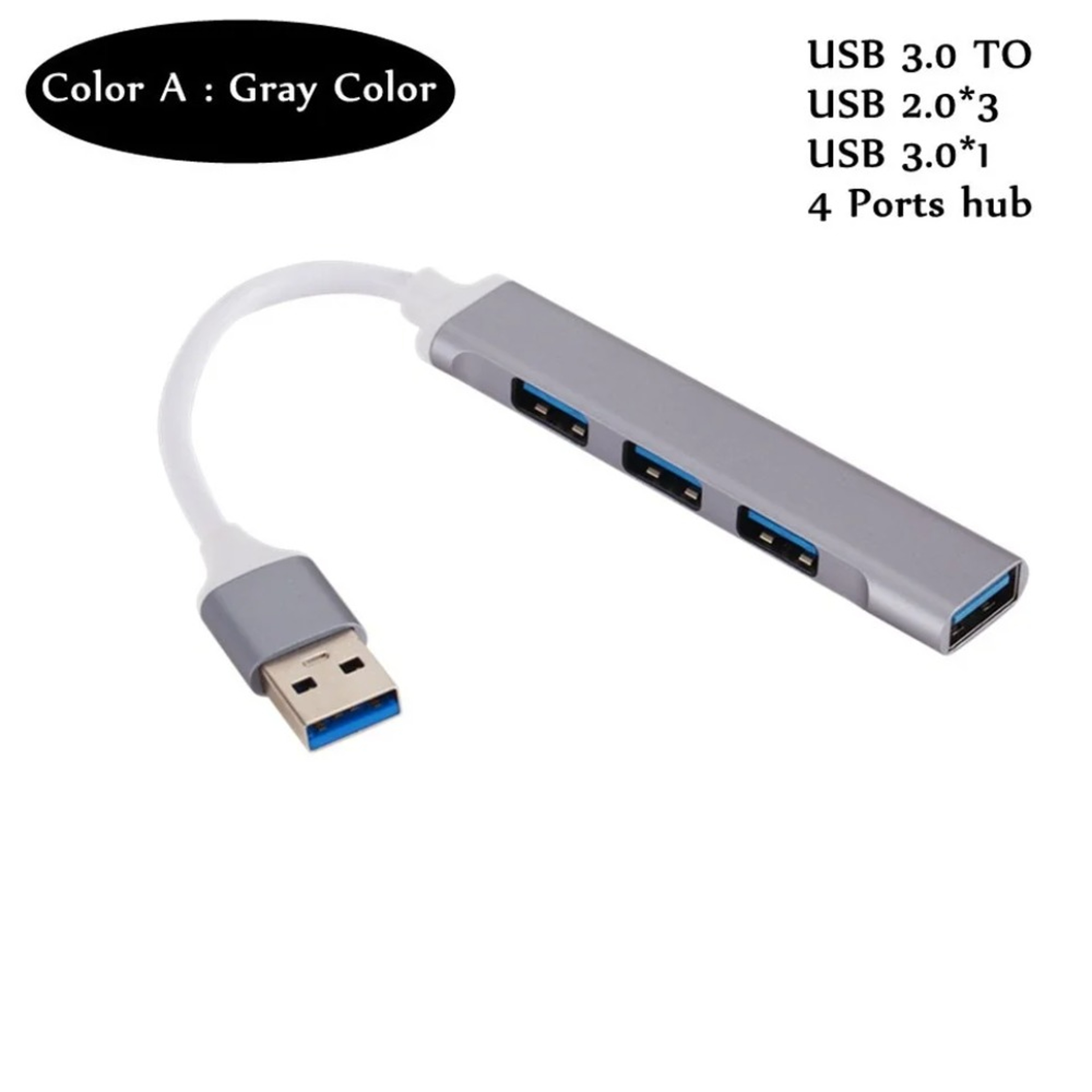 4Port USB 30 Hub  Portable USB Splitter Adapter For Laptops And PCs 4