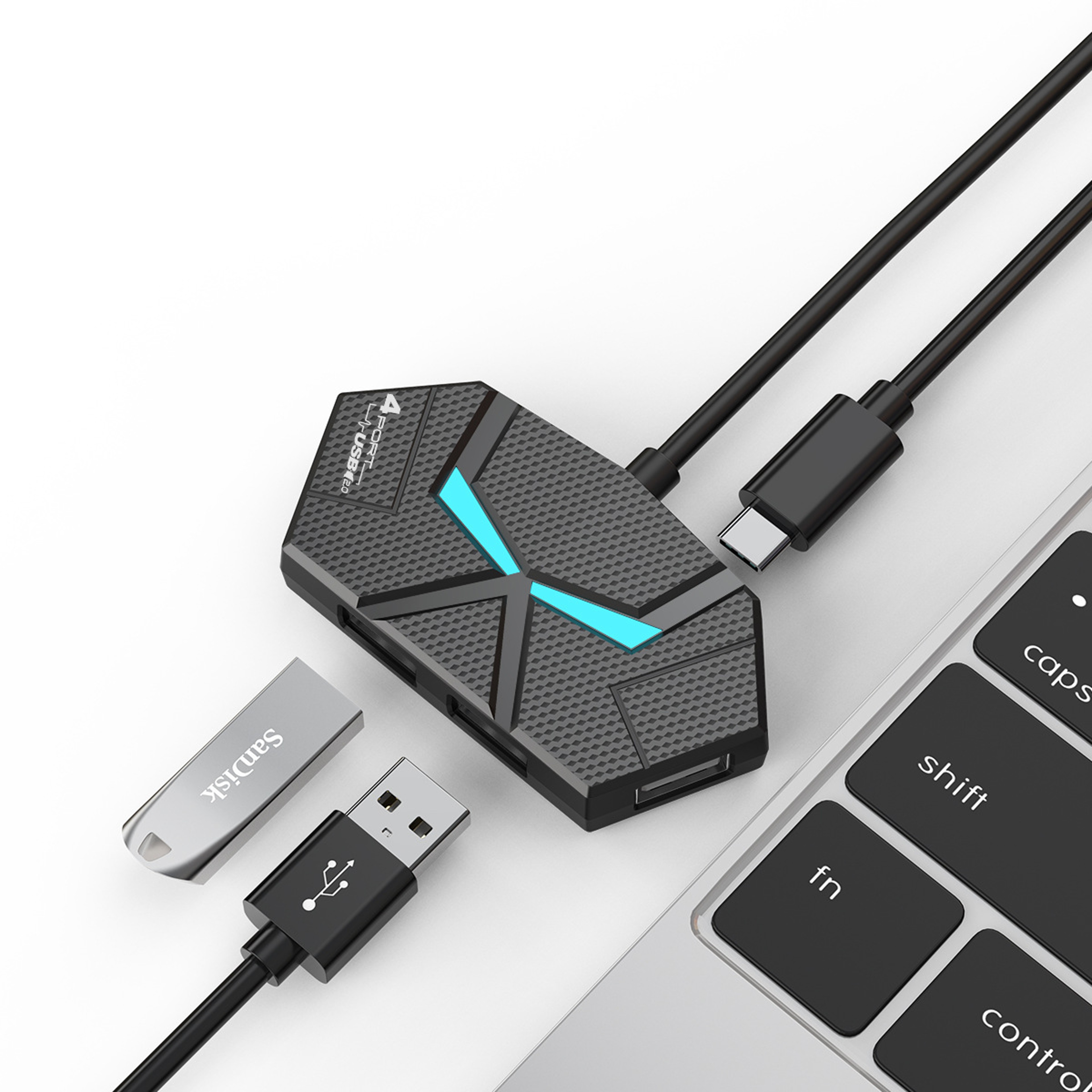 7Port USB 20 Hub With USB TypeC Interface And 39 Ft Cable 0