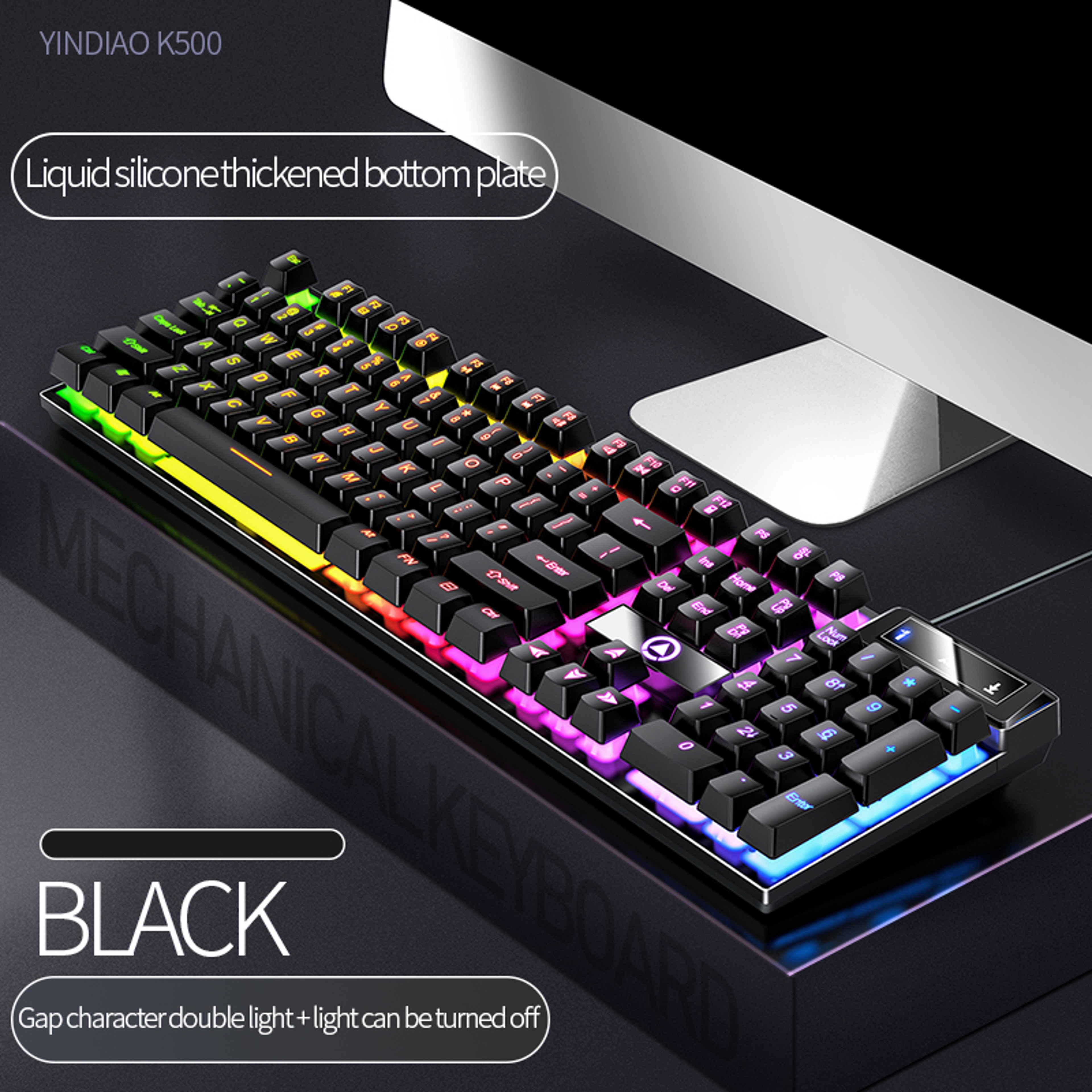 Wired Gaming Keyboard with 104 Keys and Backlit USB Membrane Design – view 7
