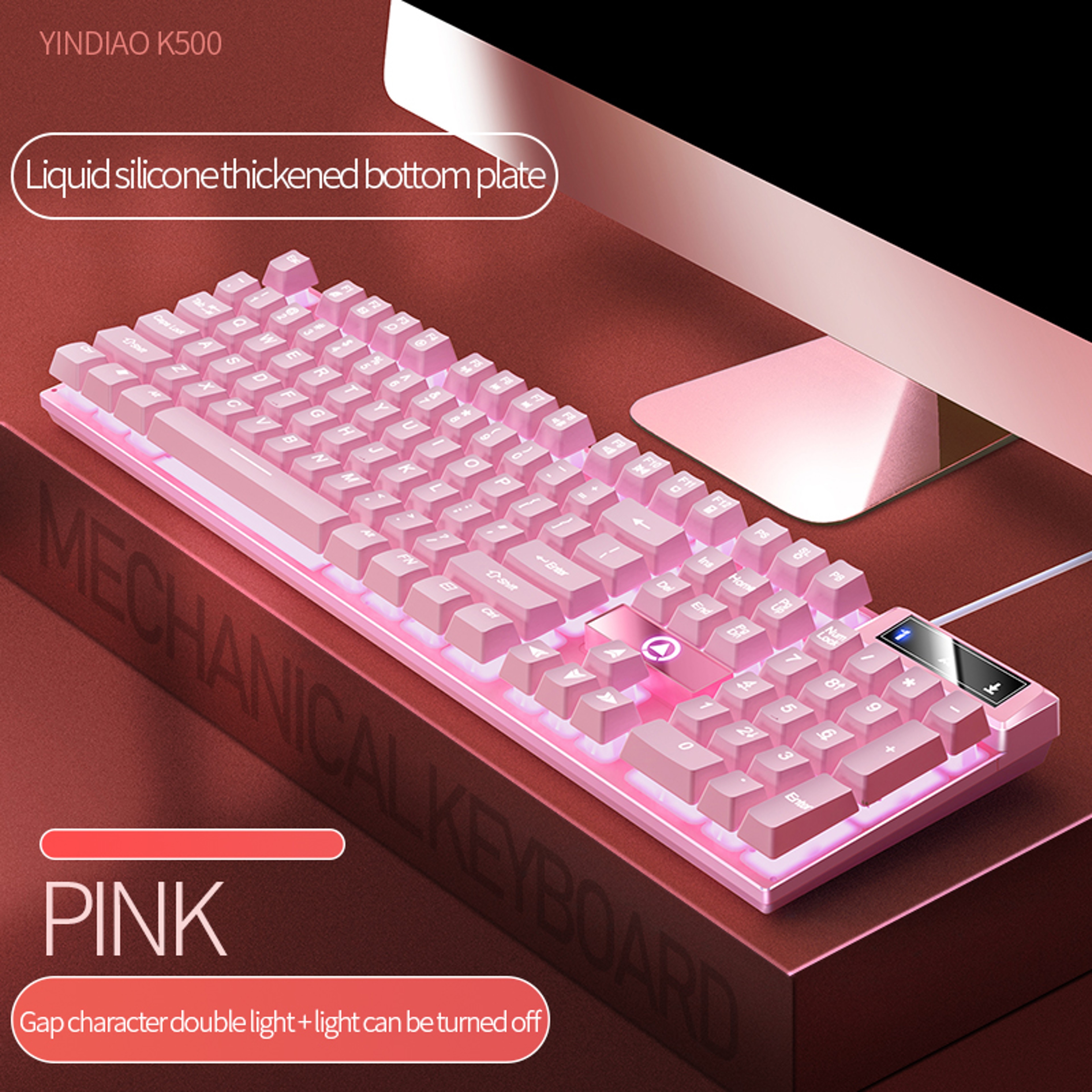 Wired Gaming Keyboard with 104 Keys and Backlit USB Membrane Design – view 19
