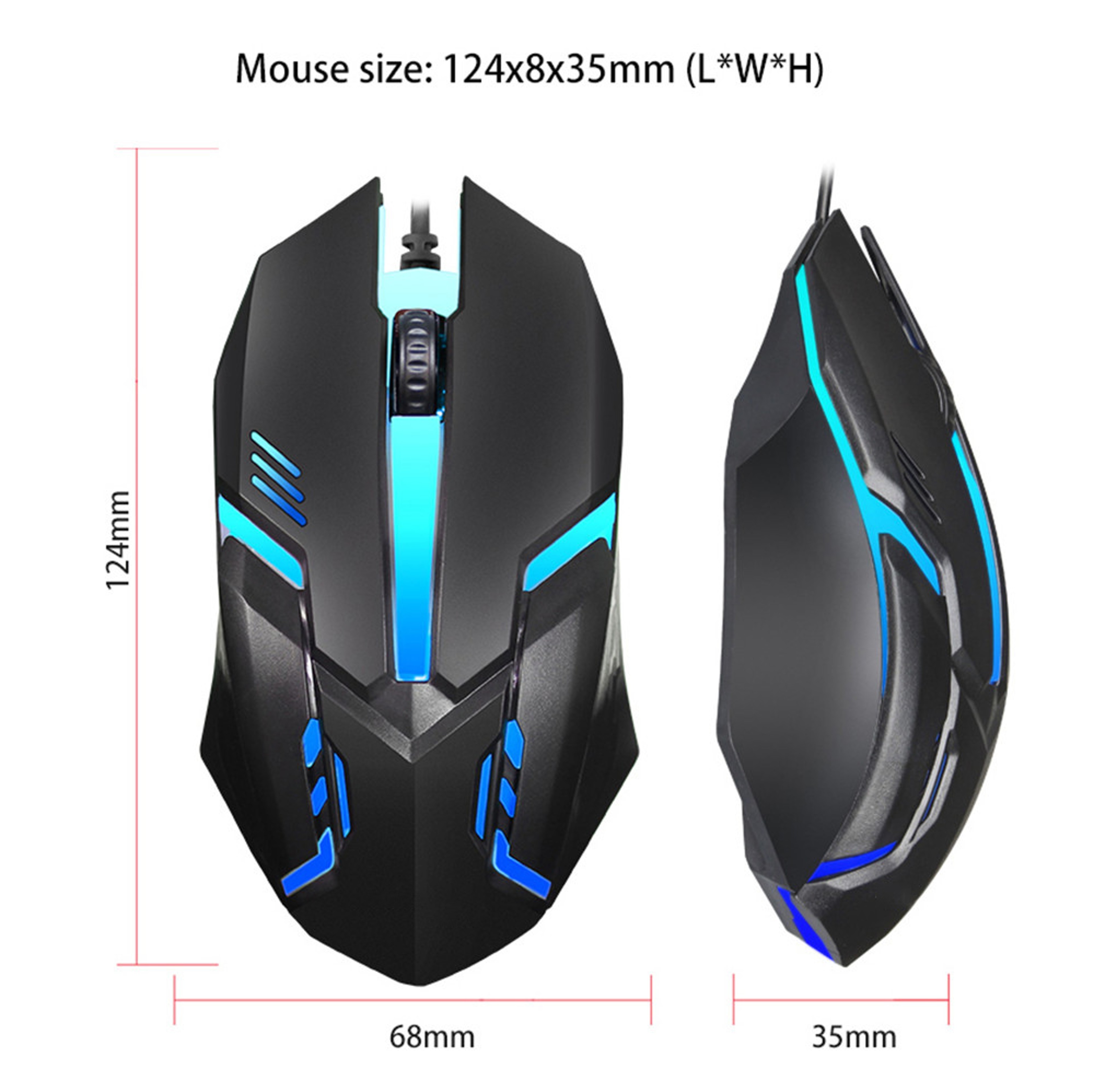 Wired Gaming Mouse With 5000 DPI Optical Tracking And 7Color LED Backlight 4