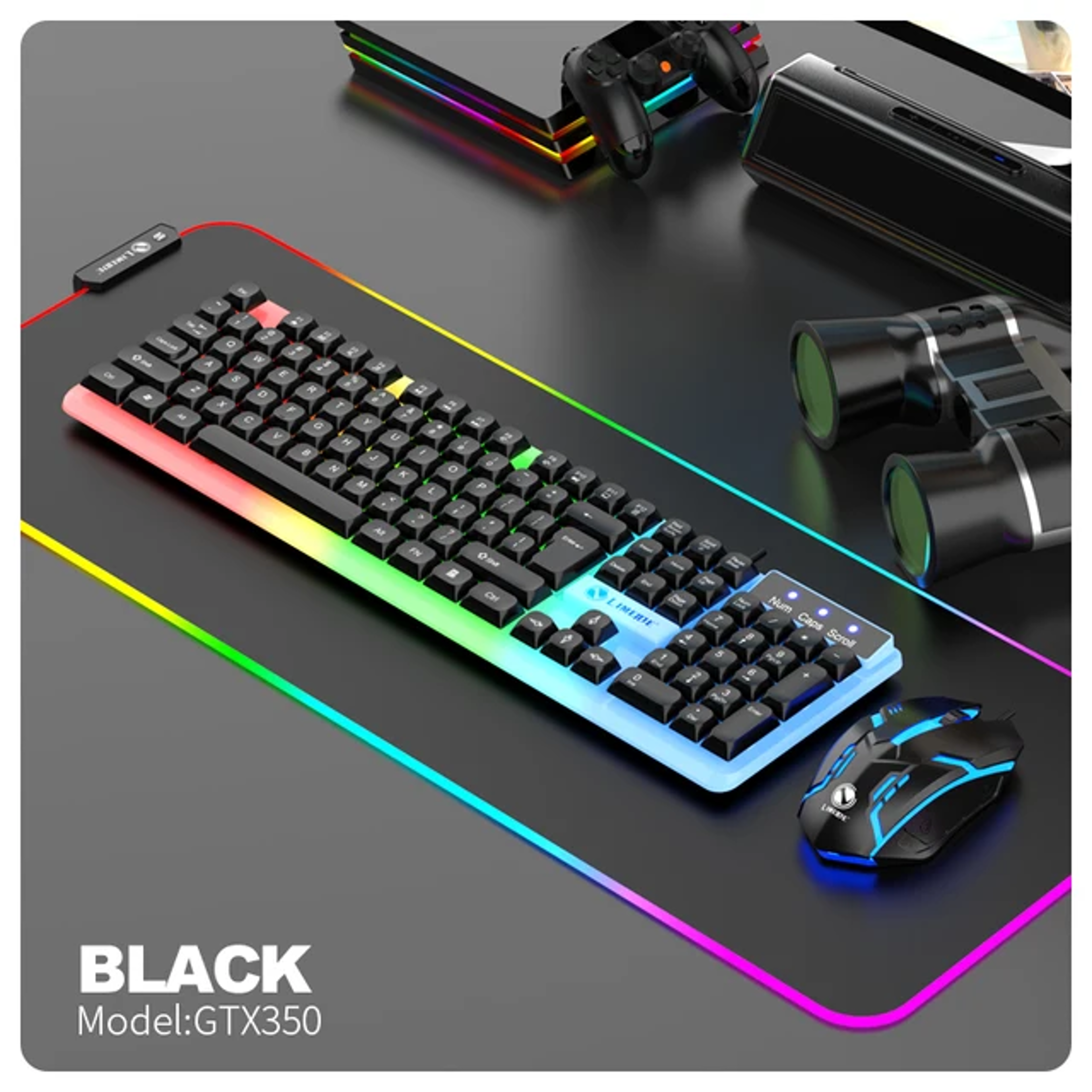 GTX350 Gaming Keyboard And Mouse Combo  Wired USB LED Backlit 104Key Set 6