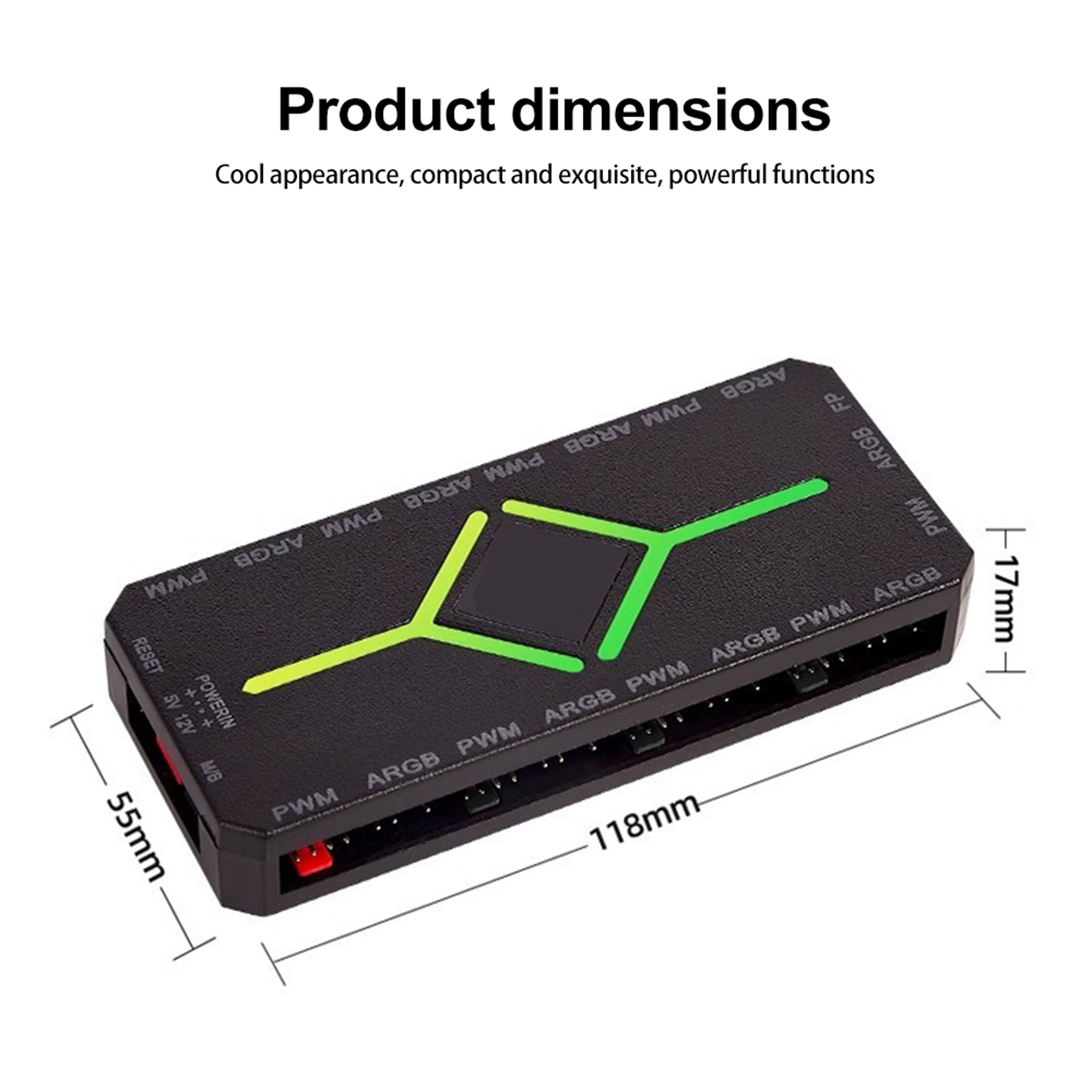 9Port ARGB PWM Fan Hub  5V 3Pin RGB Controller With Magnetic Mounting 6