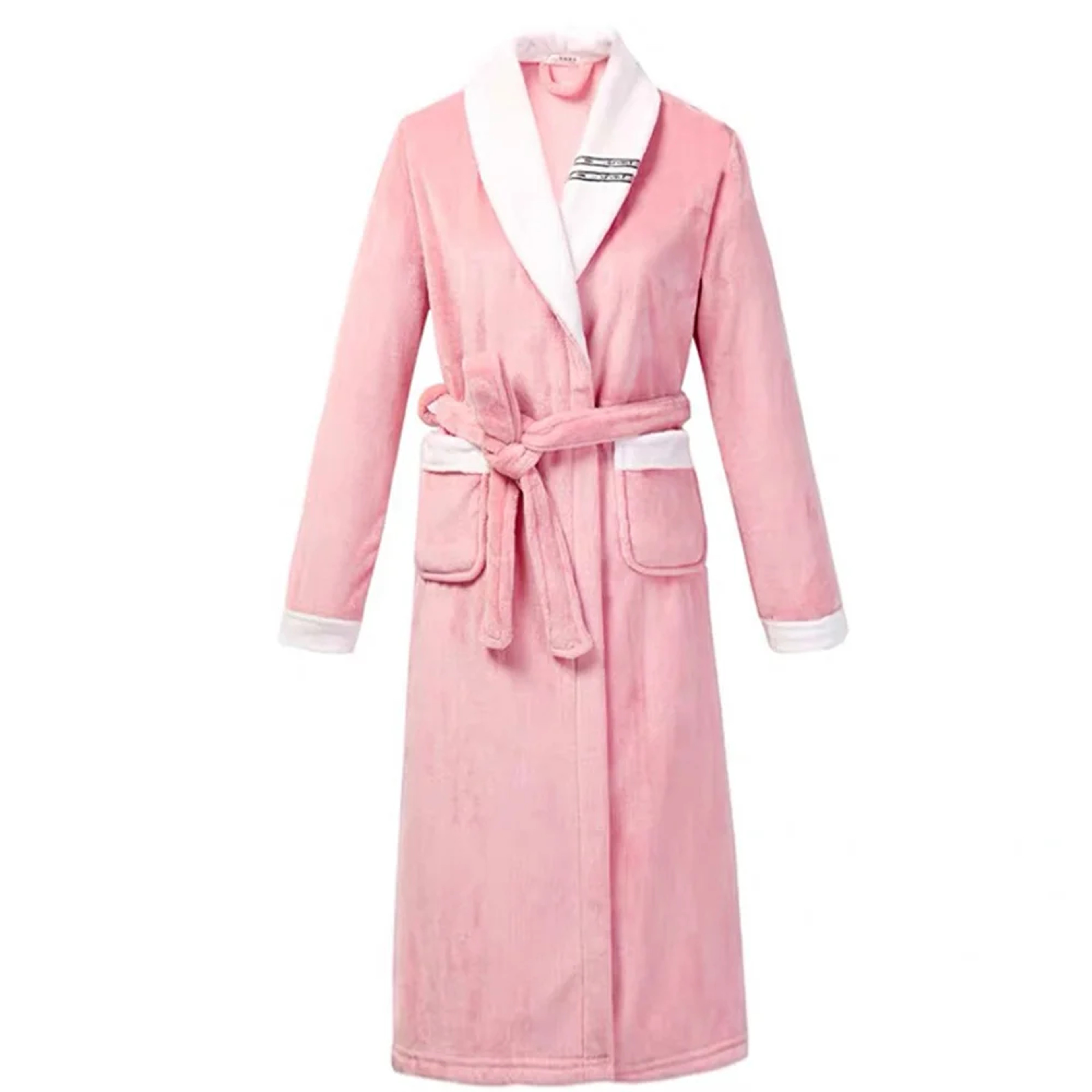 Mens Thick Flannel Fleece Bathrobe  Plush Long Sleeve Winter Loungewear With Pocket 9