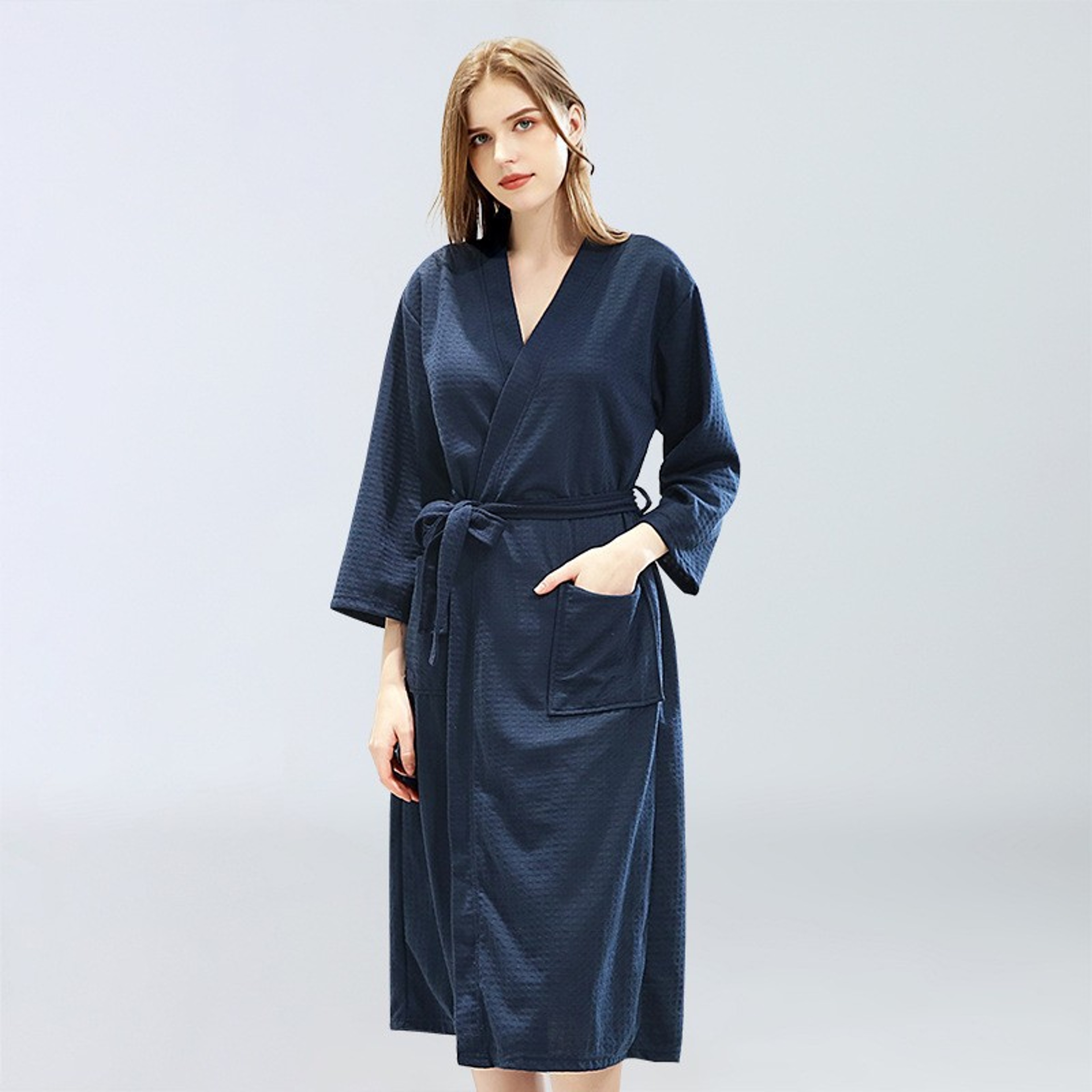 Waffle Bathrobe For Men And Women  Lightweight QuickDrying Polyester Sauna Robe 11