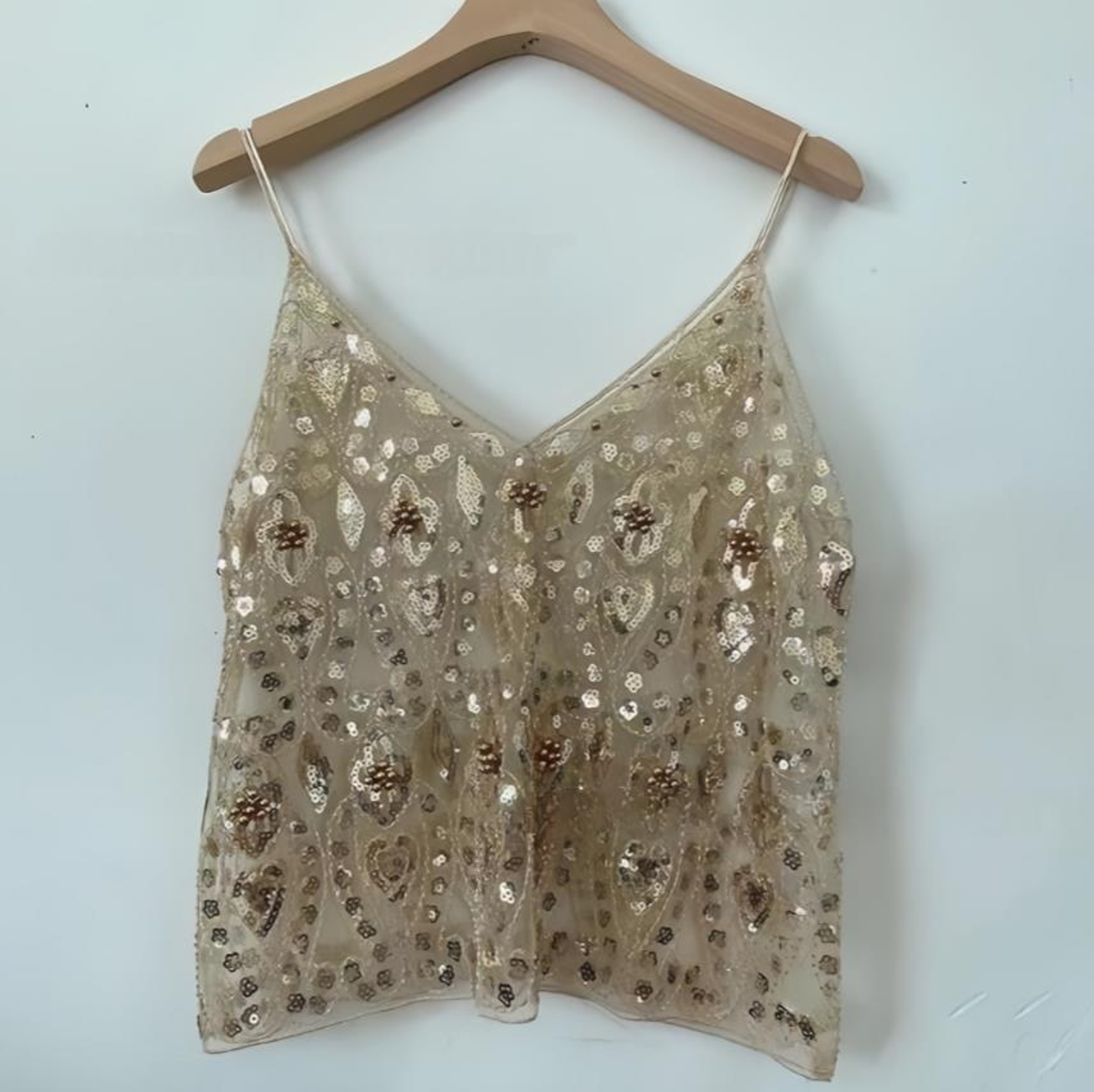 Womens Floral Sequin Camisole Top  Sleeveless V Neck Open Back Summer Tank 7