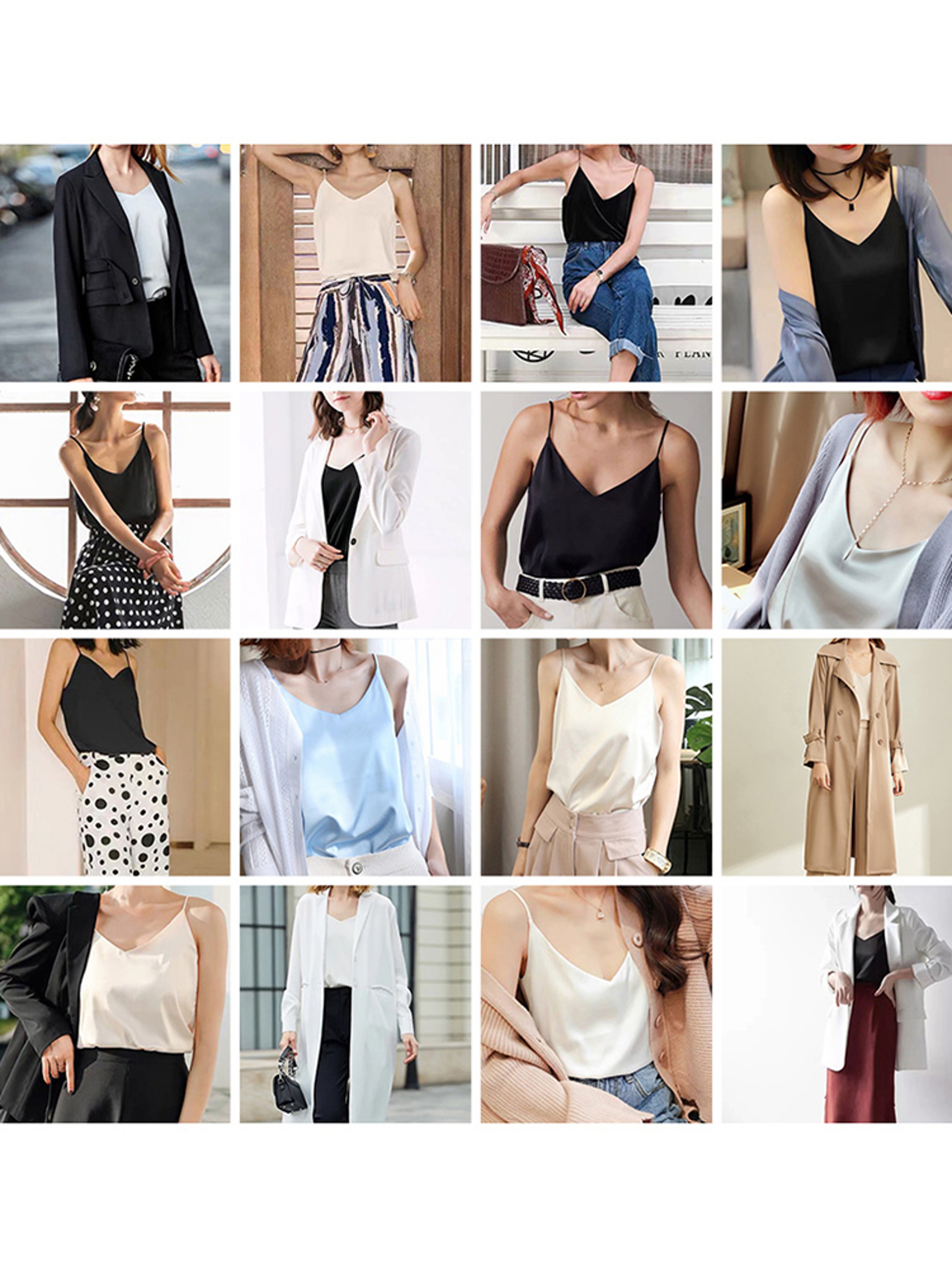 Womens Satin Camisole Top  VNeck Spaghetti Strap Sleeveless Backless Tank 6