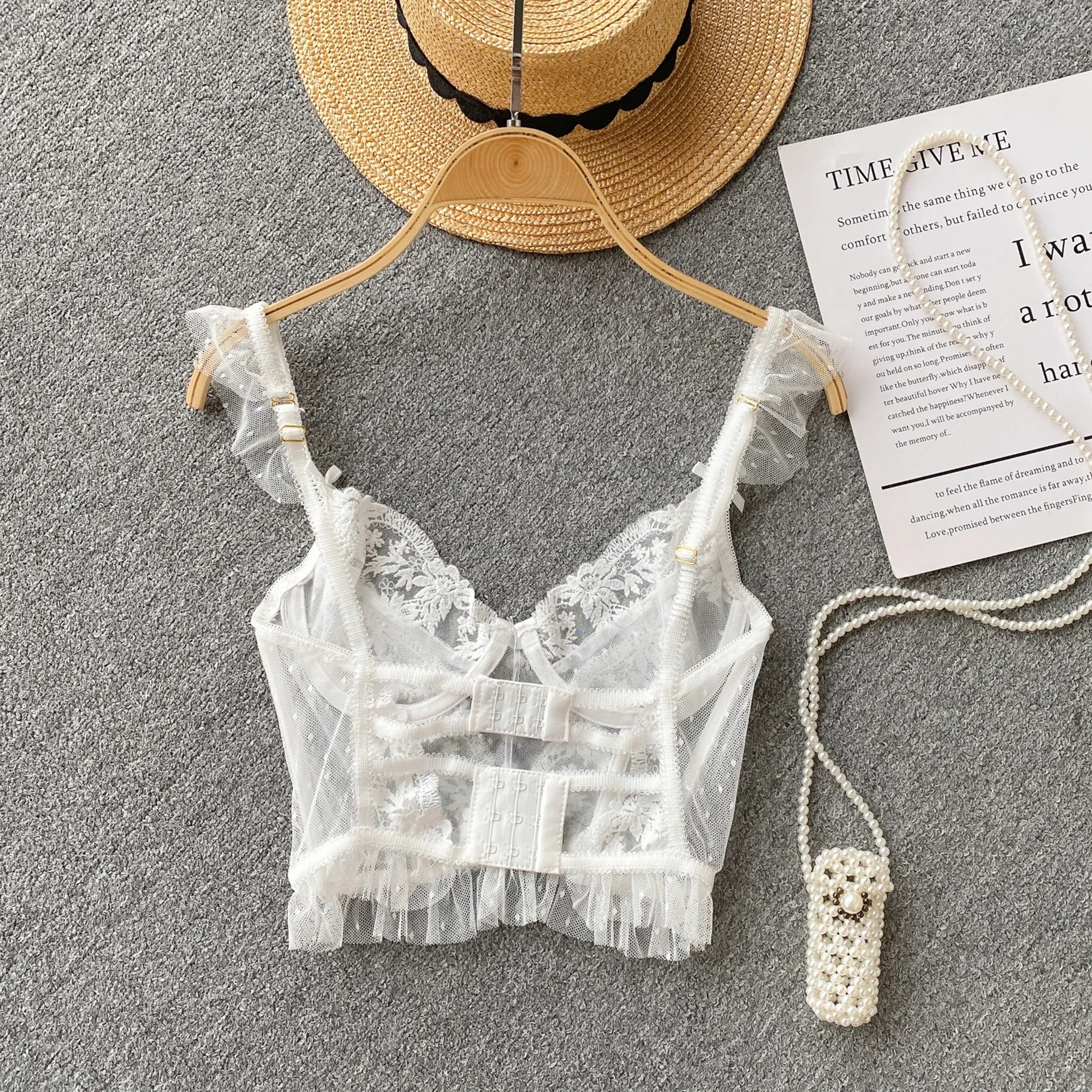 Womens Lace Camisole Top  Sleeveless Backless Spaghetti Strap Slim Fit Tank 4