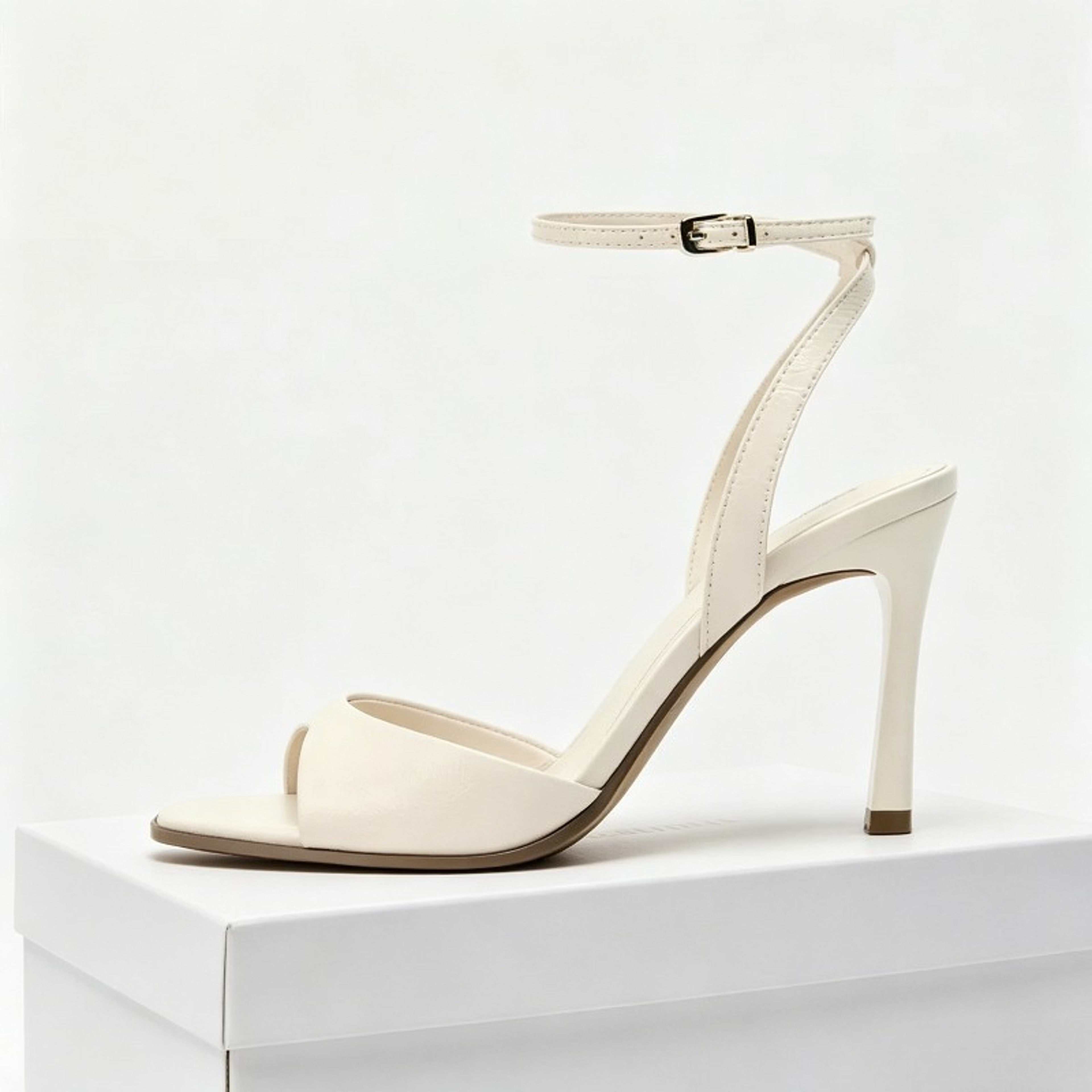 Women's Black Ankle Strap High Heel Sandals with Square Toe and Buckle Closure – view 3