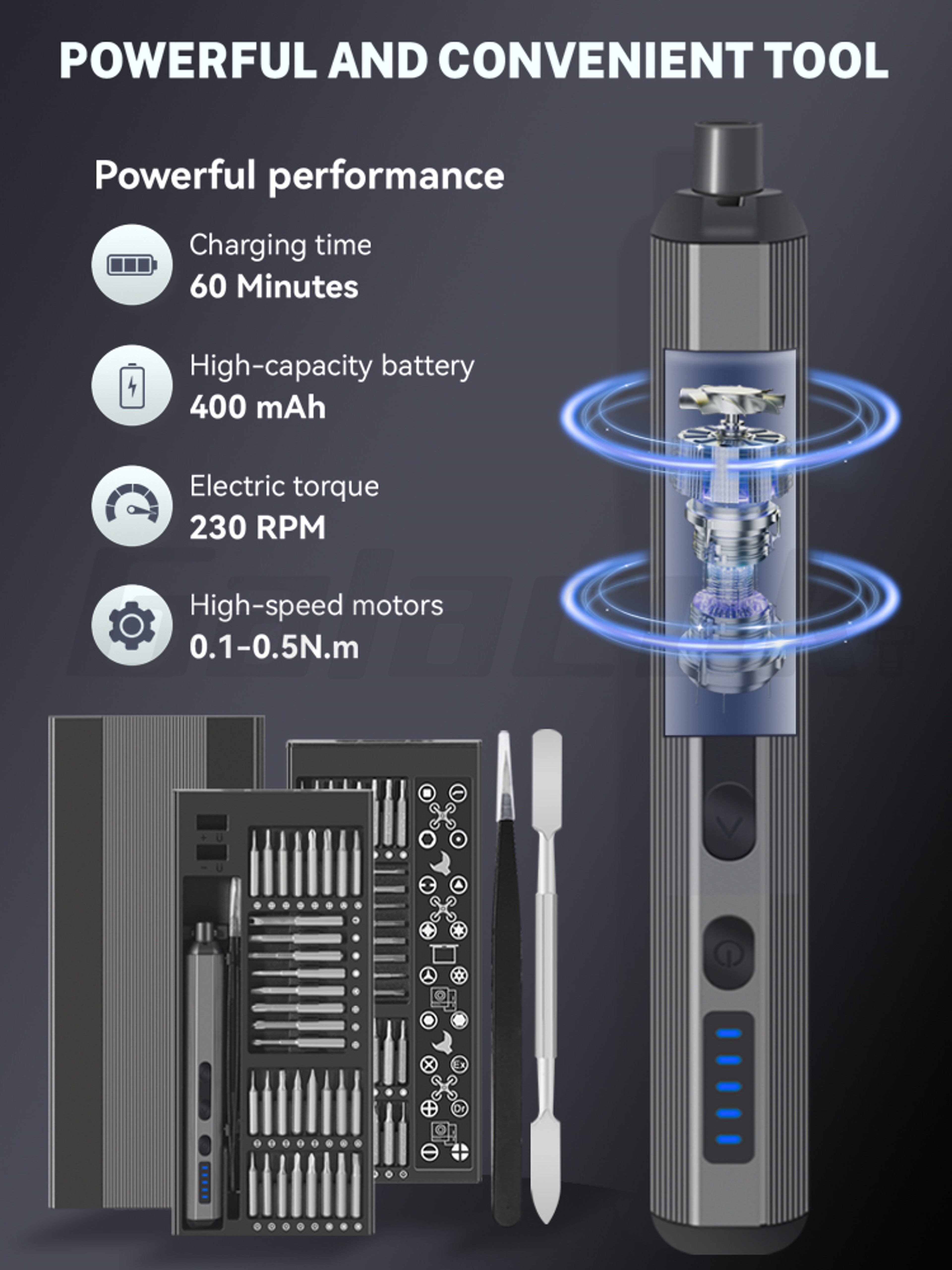 Precision Electric Screwdriver Set 6876in1 With 5 Adjustable Torque Levels And LED Light 4