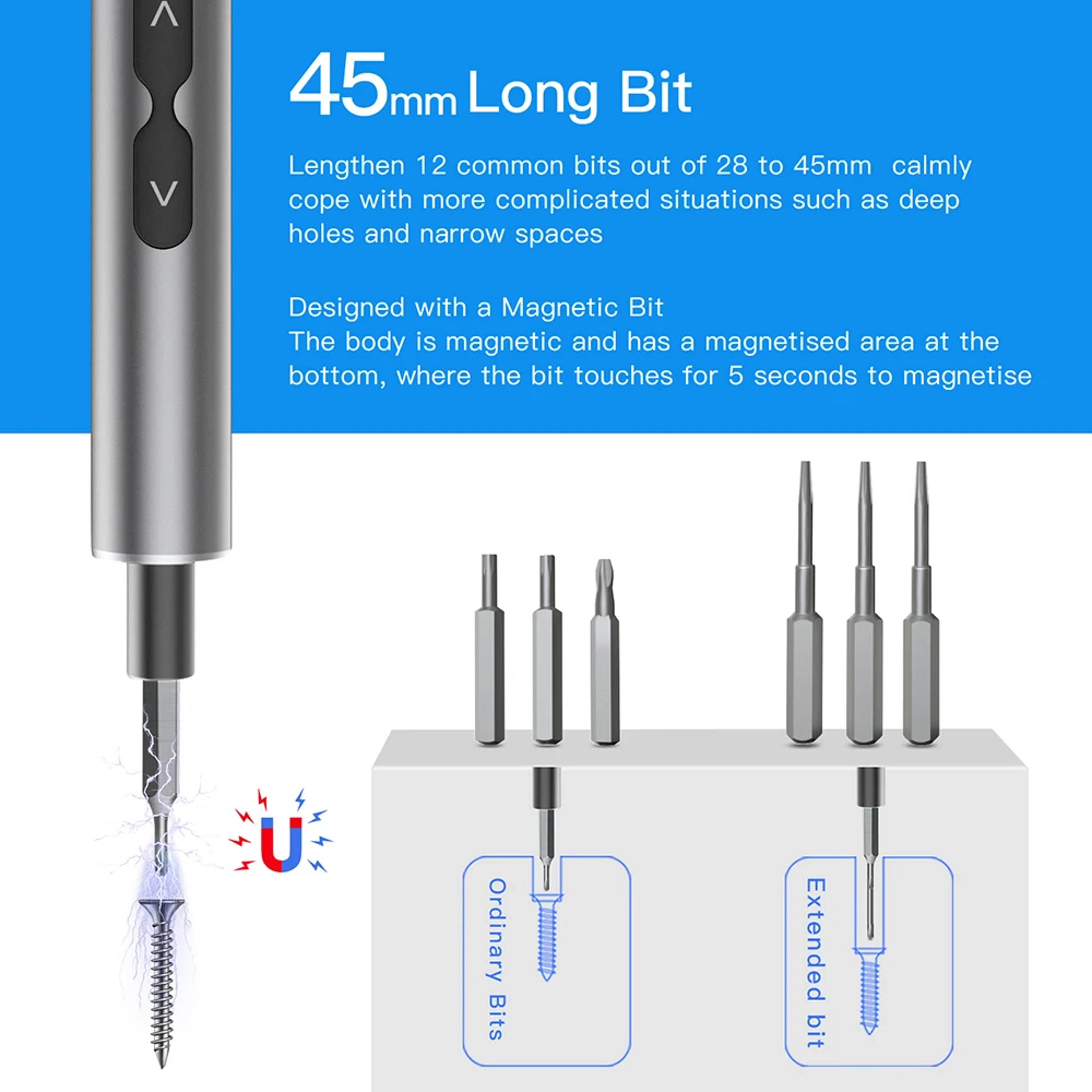 62in1 Precision Electric Screwdriver Set  Rechargeable Cordless Repair Tool Kit 4