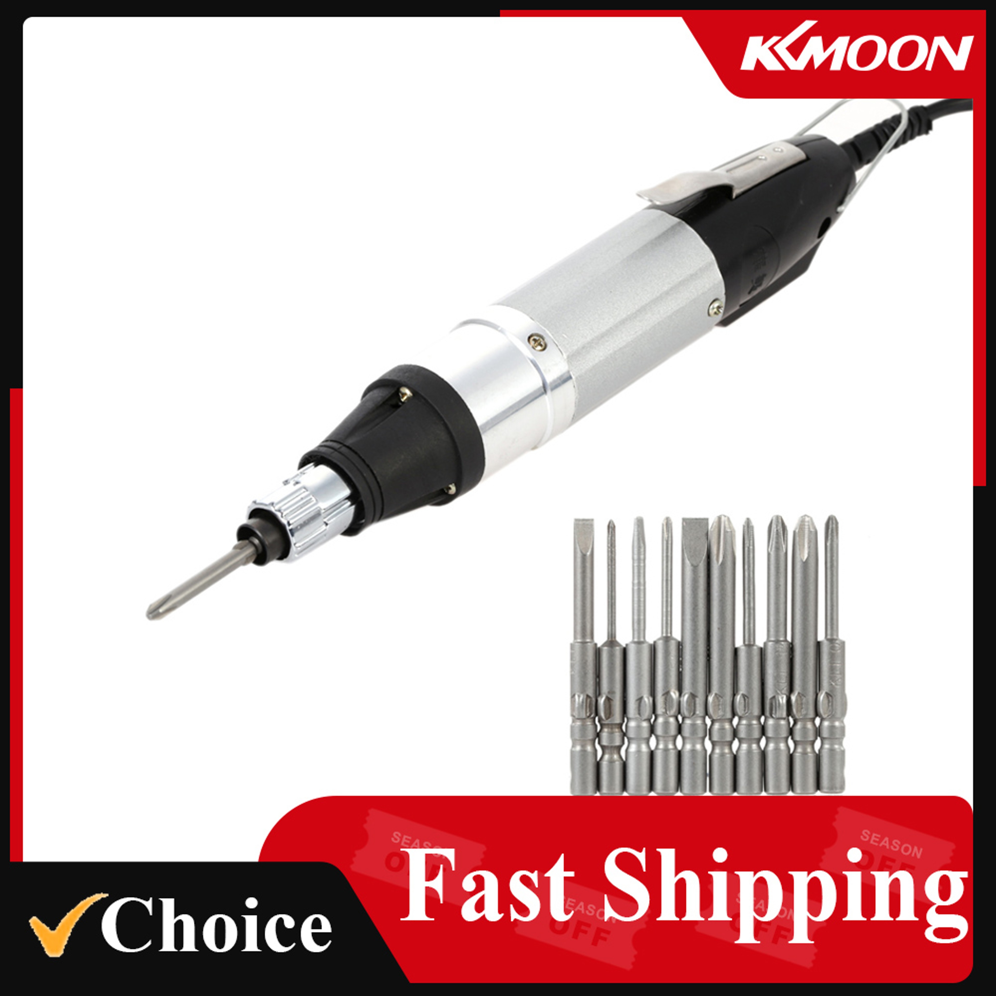 Electric Screwdriver With 10 Bits  Adjustable Speed 1200 RPM ACPowered Repair Tool 1
