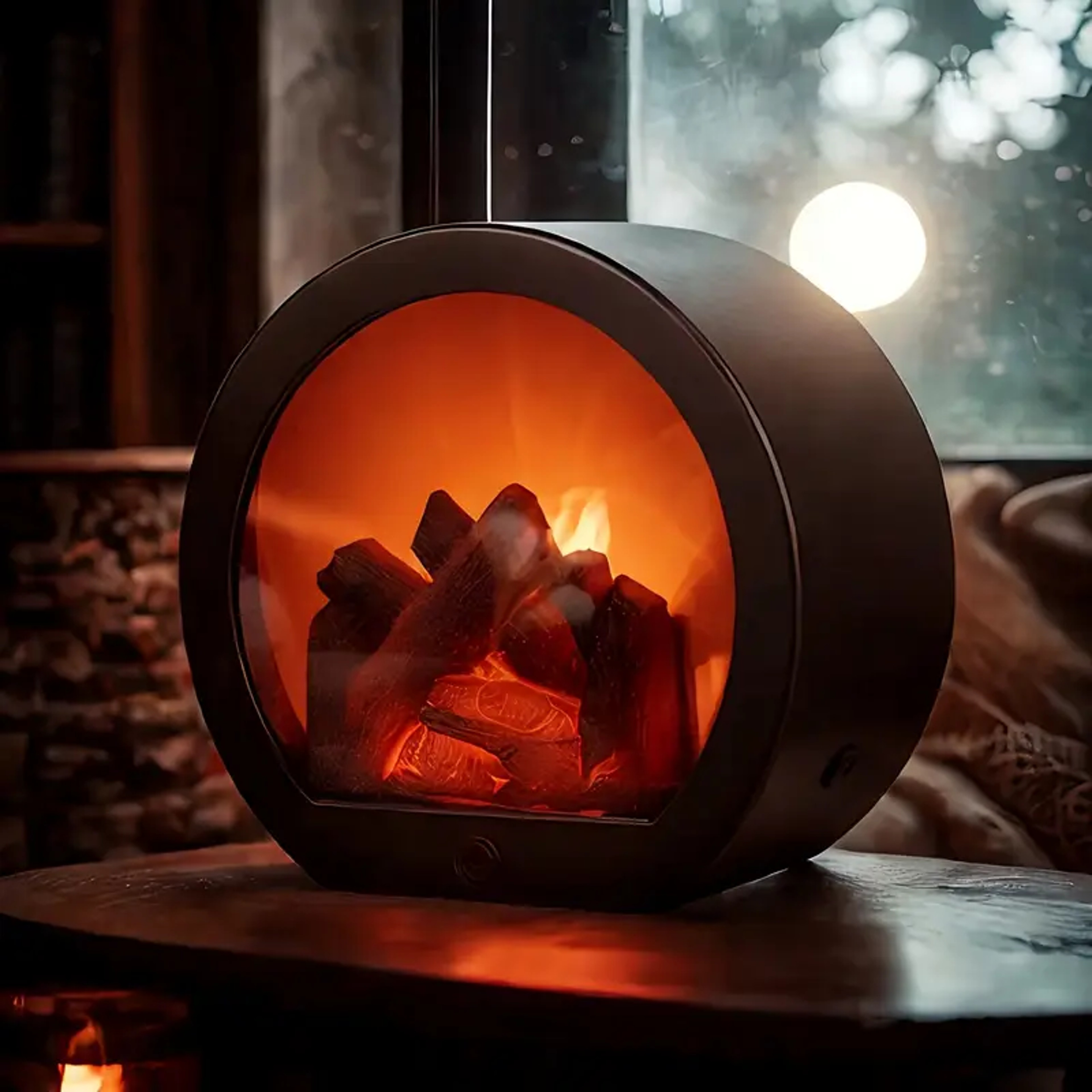 LED Fireplace Lamp With Realistic Flickering Flame  Vintage Battery And USB Powered Tabletop Decor 3
