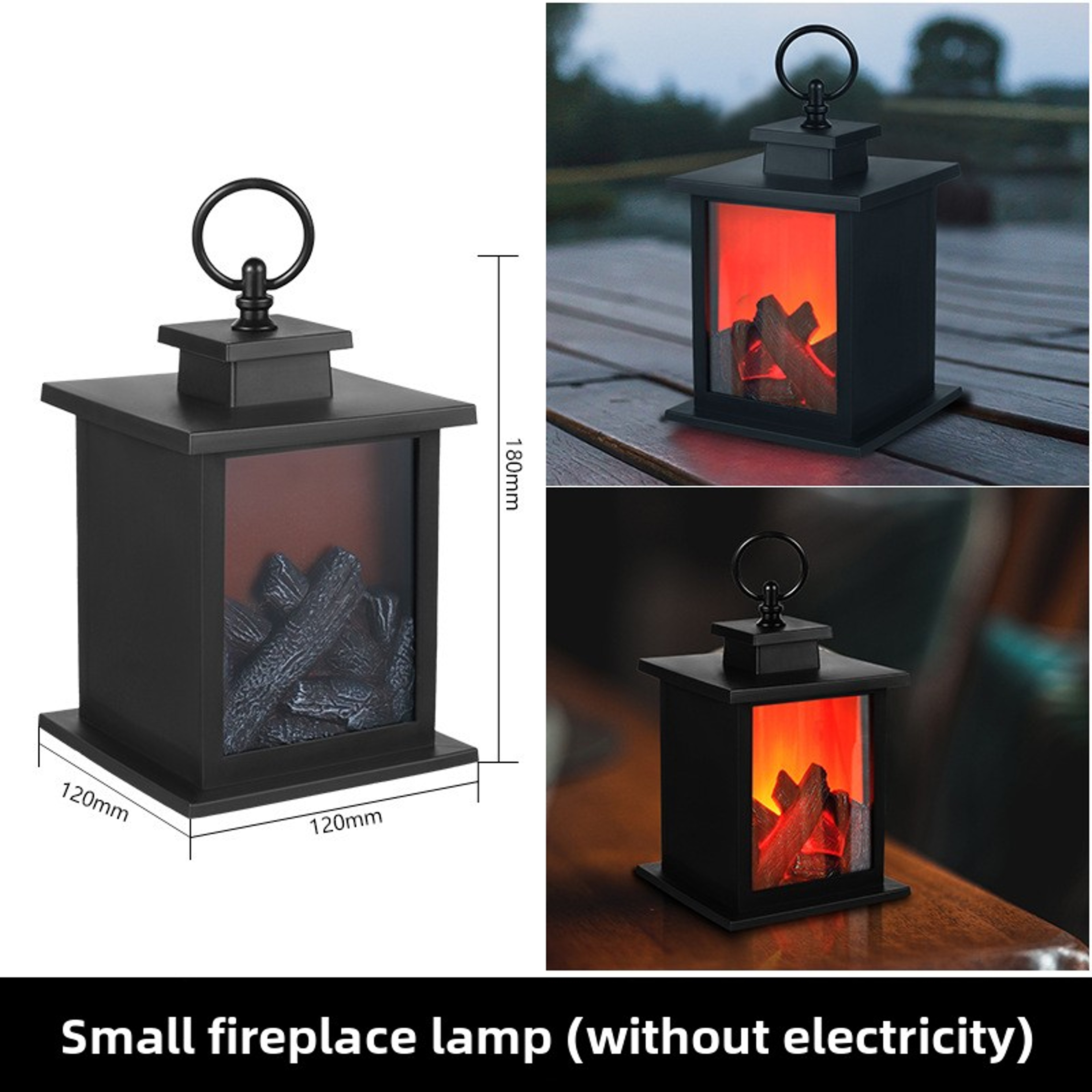 LED Fireplace Lamp With Realistic Flickering Flame  Vintage Battery And USB Powered Tabletop Decor 6