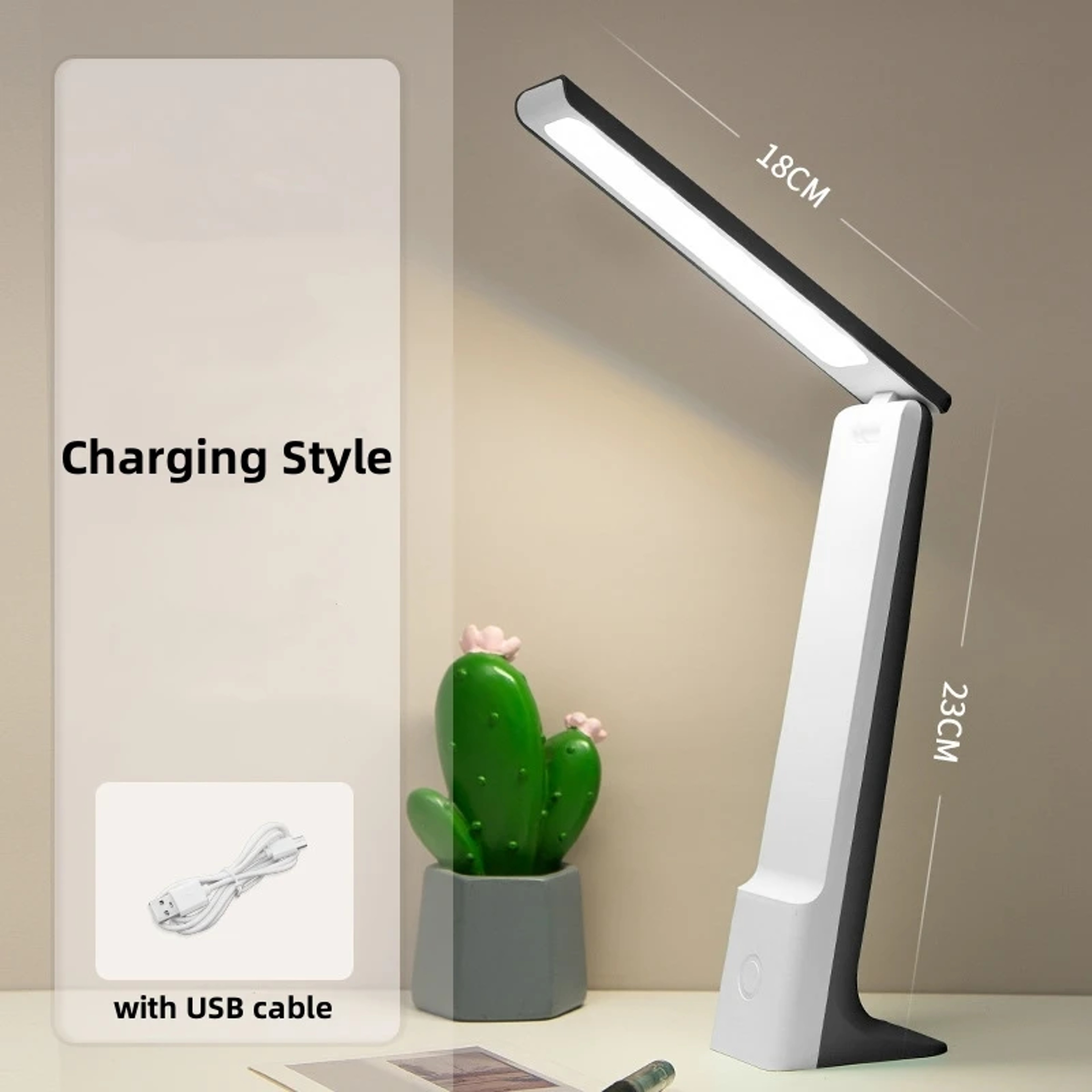 LED Folding Desk Lamp with Touch Control – Dimmable USB Reading Light – view 10