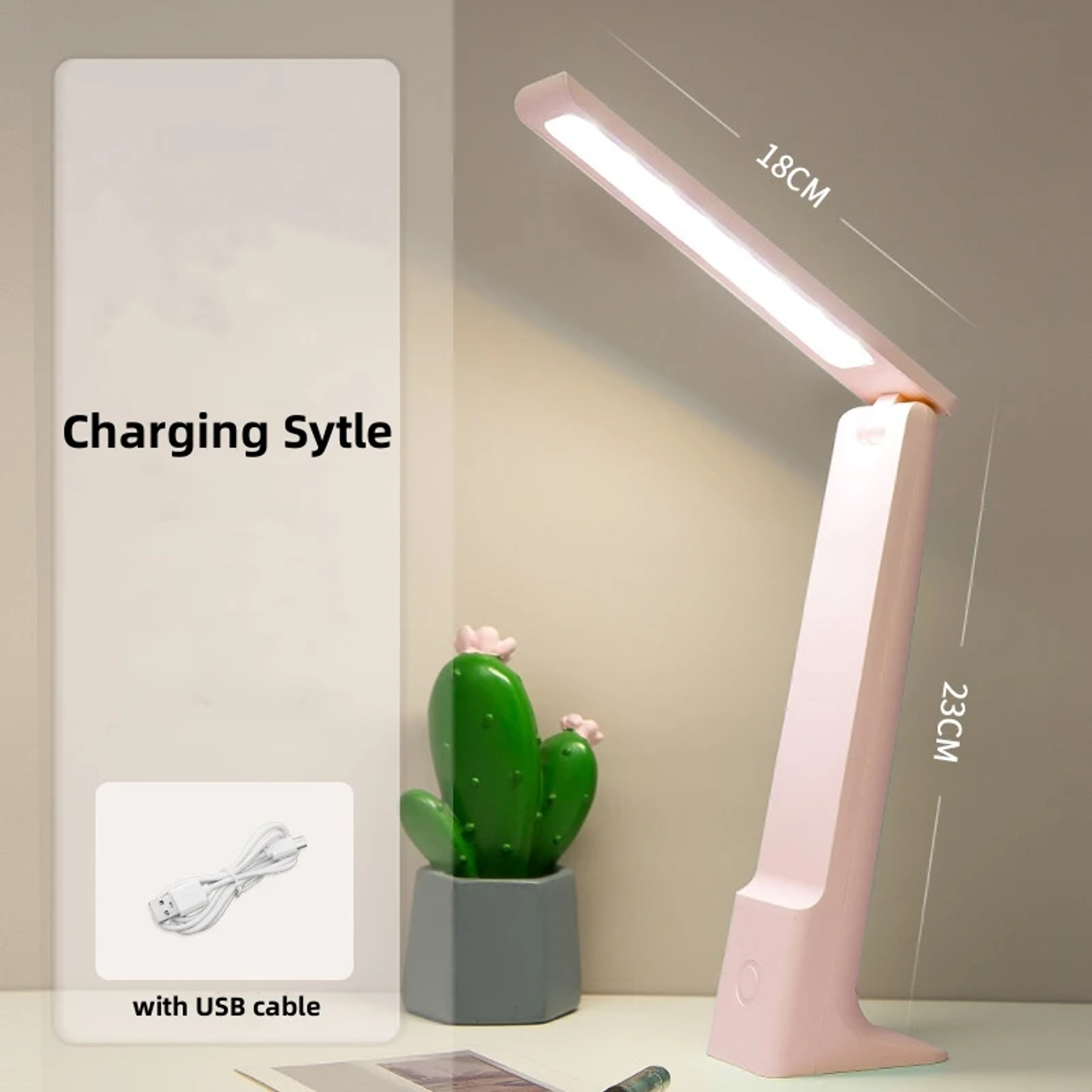 LED Folding Desk Lamp with Touch Control – Dimmable USB Reading Light – view 12