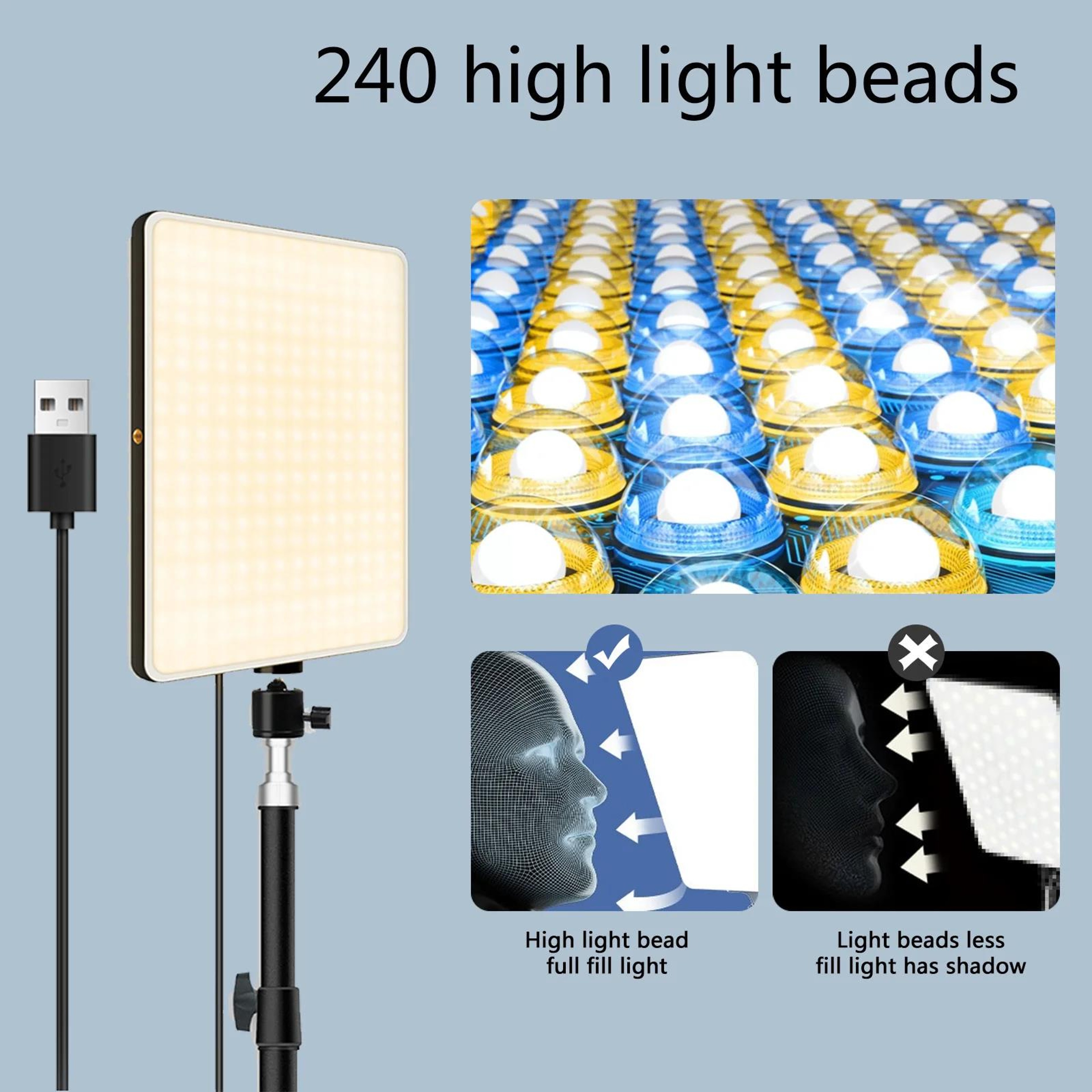 LED Photography Light With Scissor Arm Stand For Video Calls And Live Streaming 1