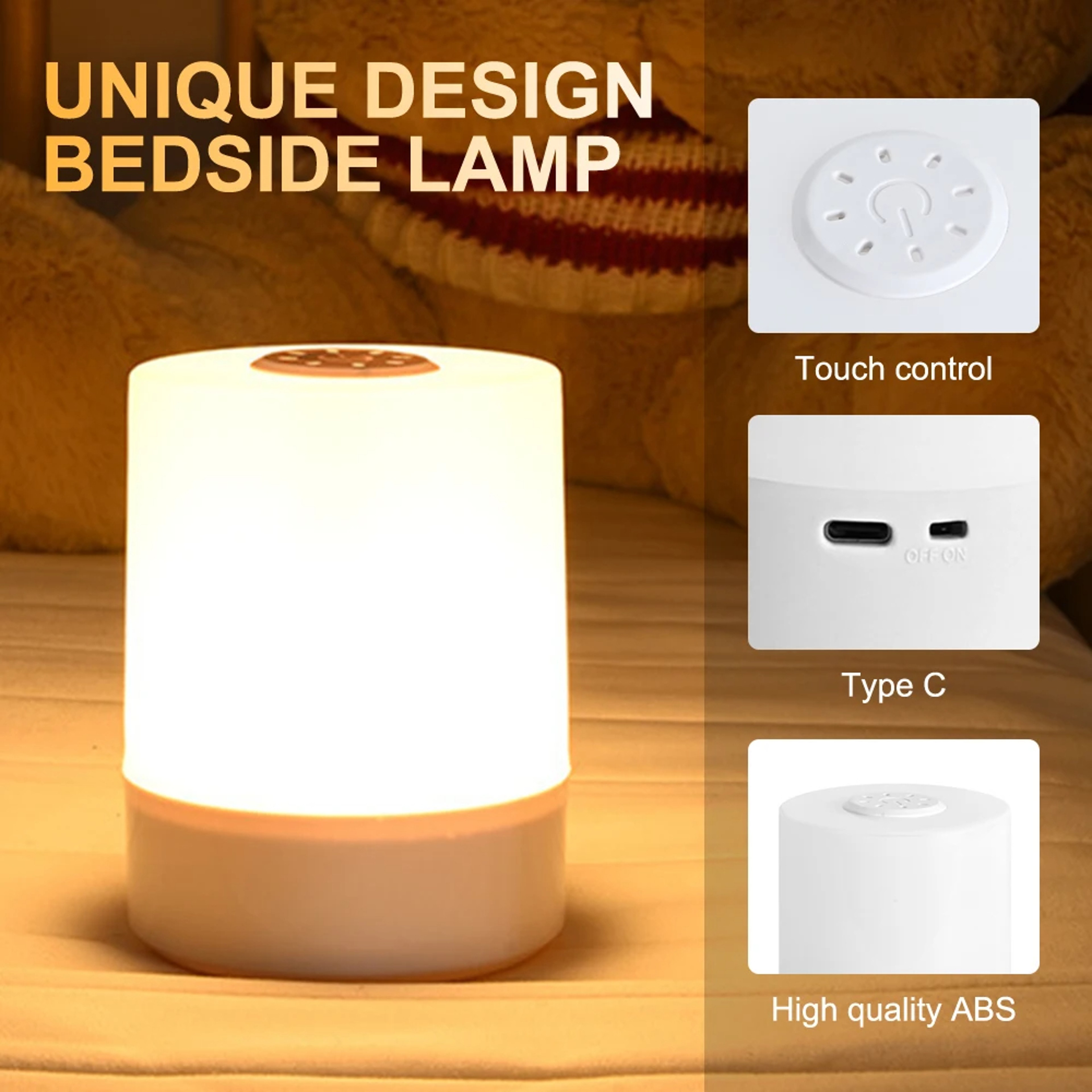 Rechargeable LED Touch Night Light With 3 Dimming Modes For Bedrooms And Kids Rooms 3