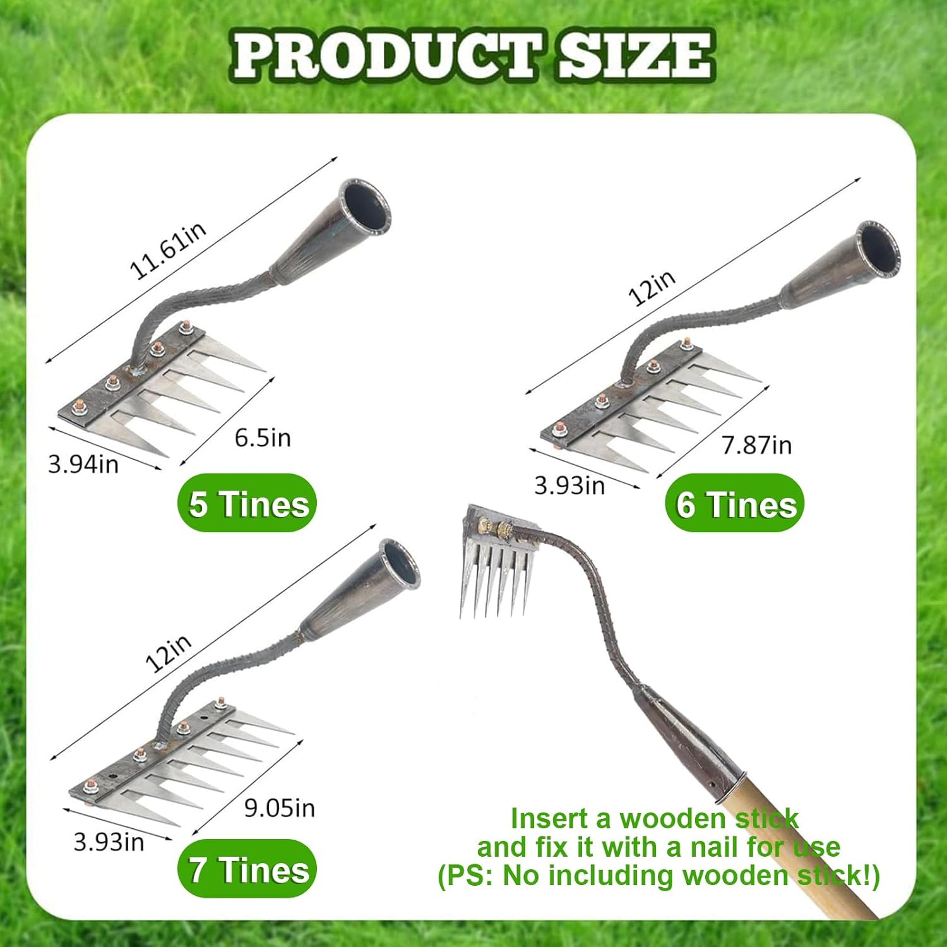 Garden Weeding Rake  Carbon Steel Hand Hoe With 5 To 8 Teeth For Soil Loosening 6