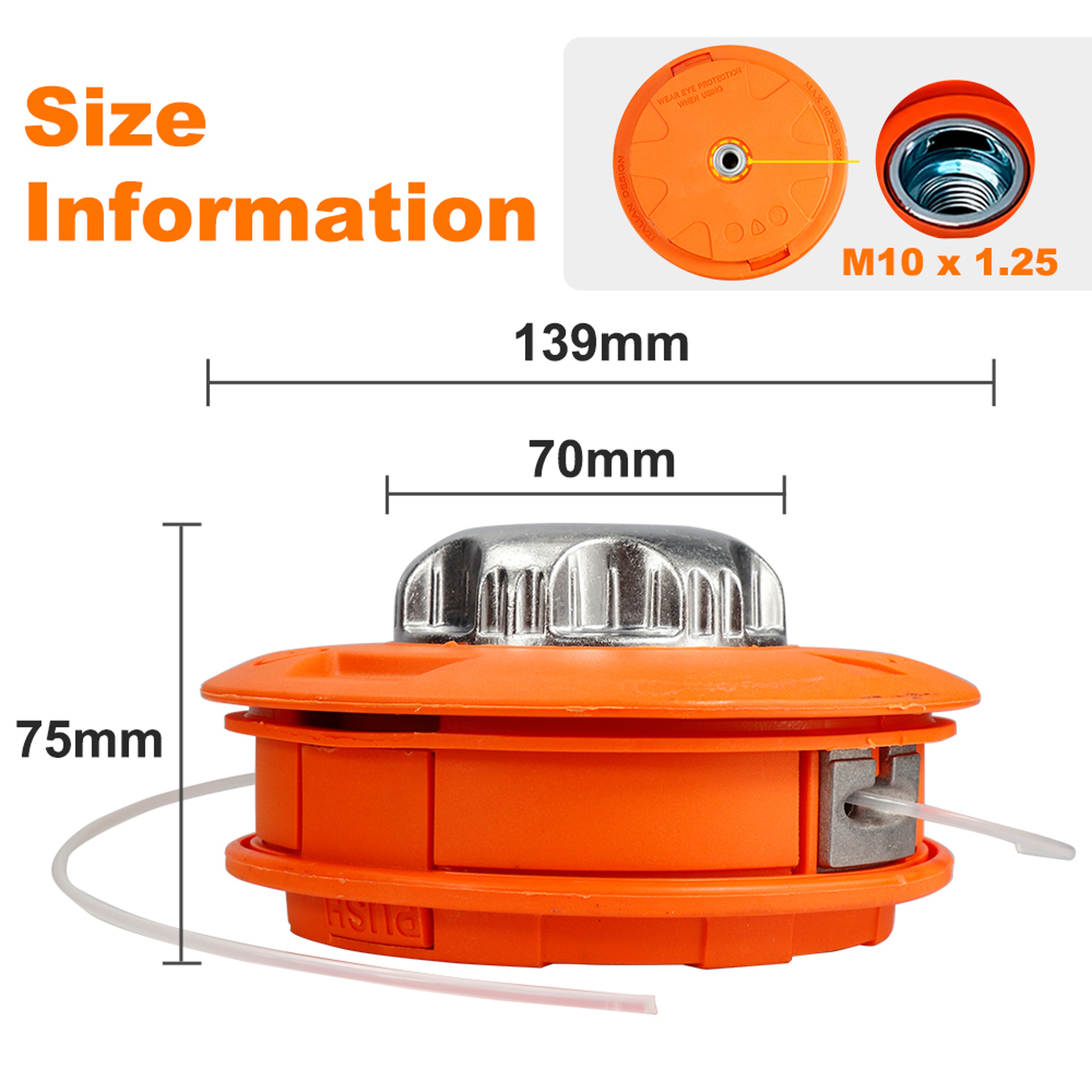 M10 Grass Trimmer Head  Aluminum Nylon Dual Line Bump Feed String Cutter 3