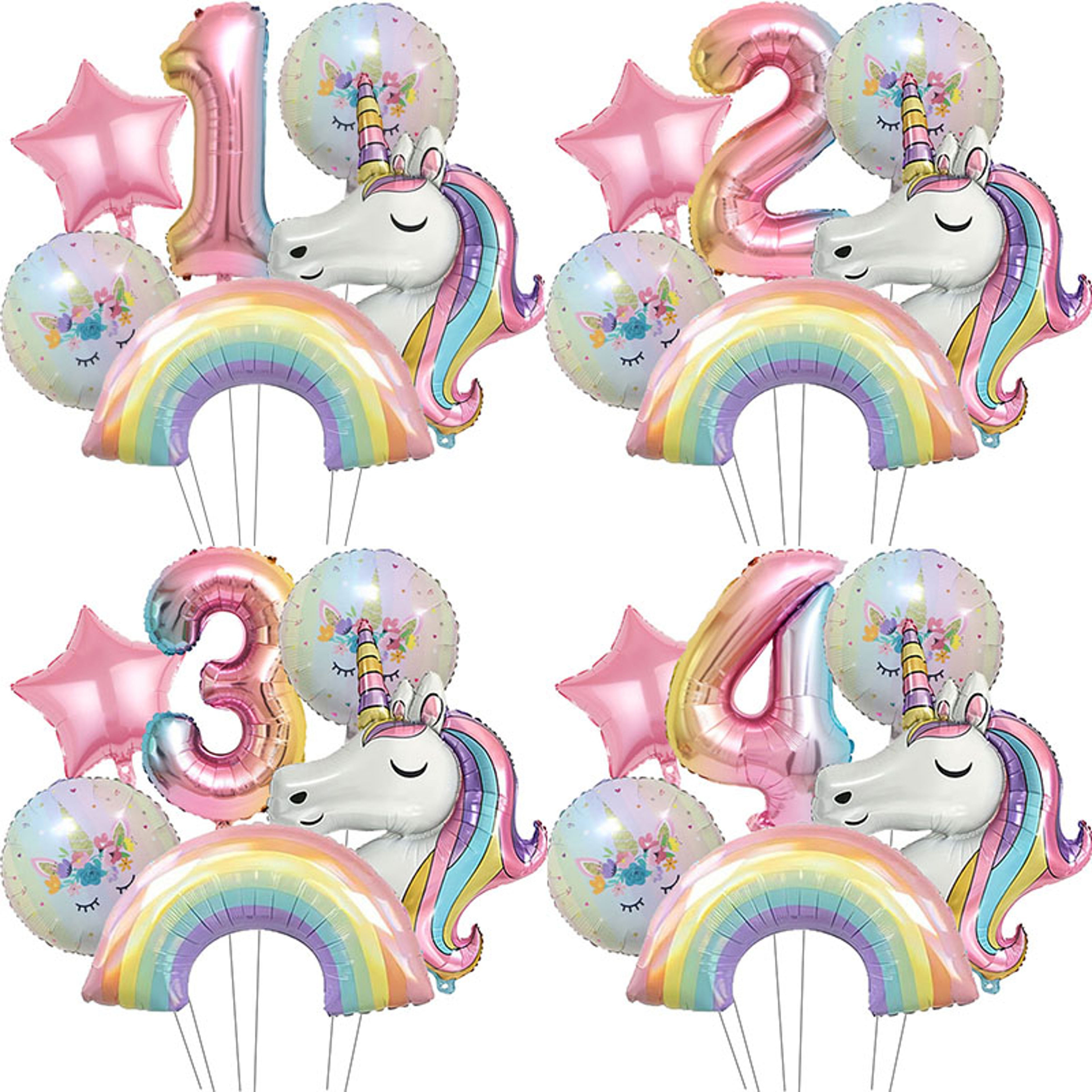 32Inch Rainbow Unicorn Number Foil Balloon For Birthday Party Decorations 1