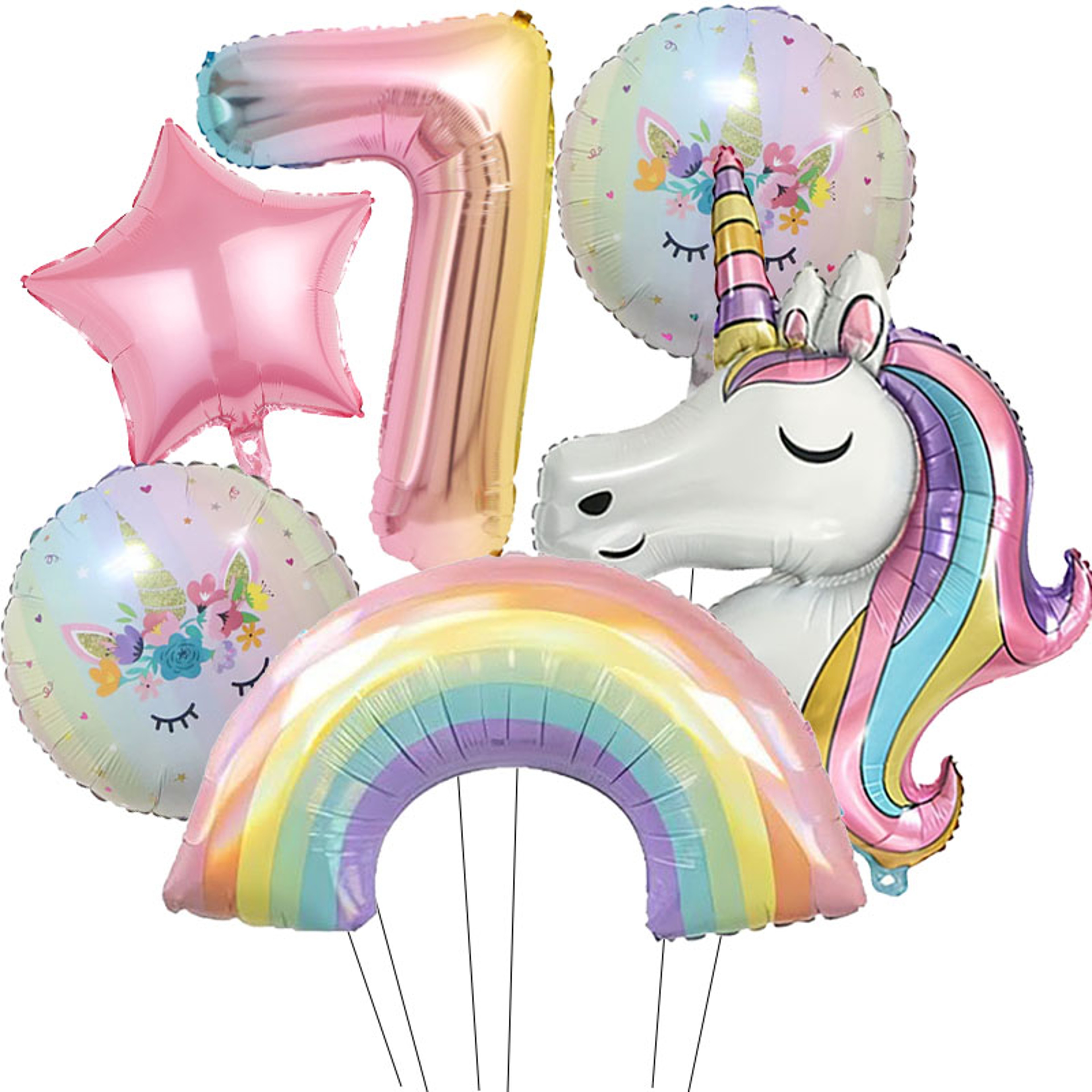 32Inch Rainbow Unicorn Number Foil Balloon For Birthday Party Decorations 6