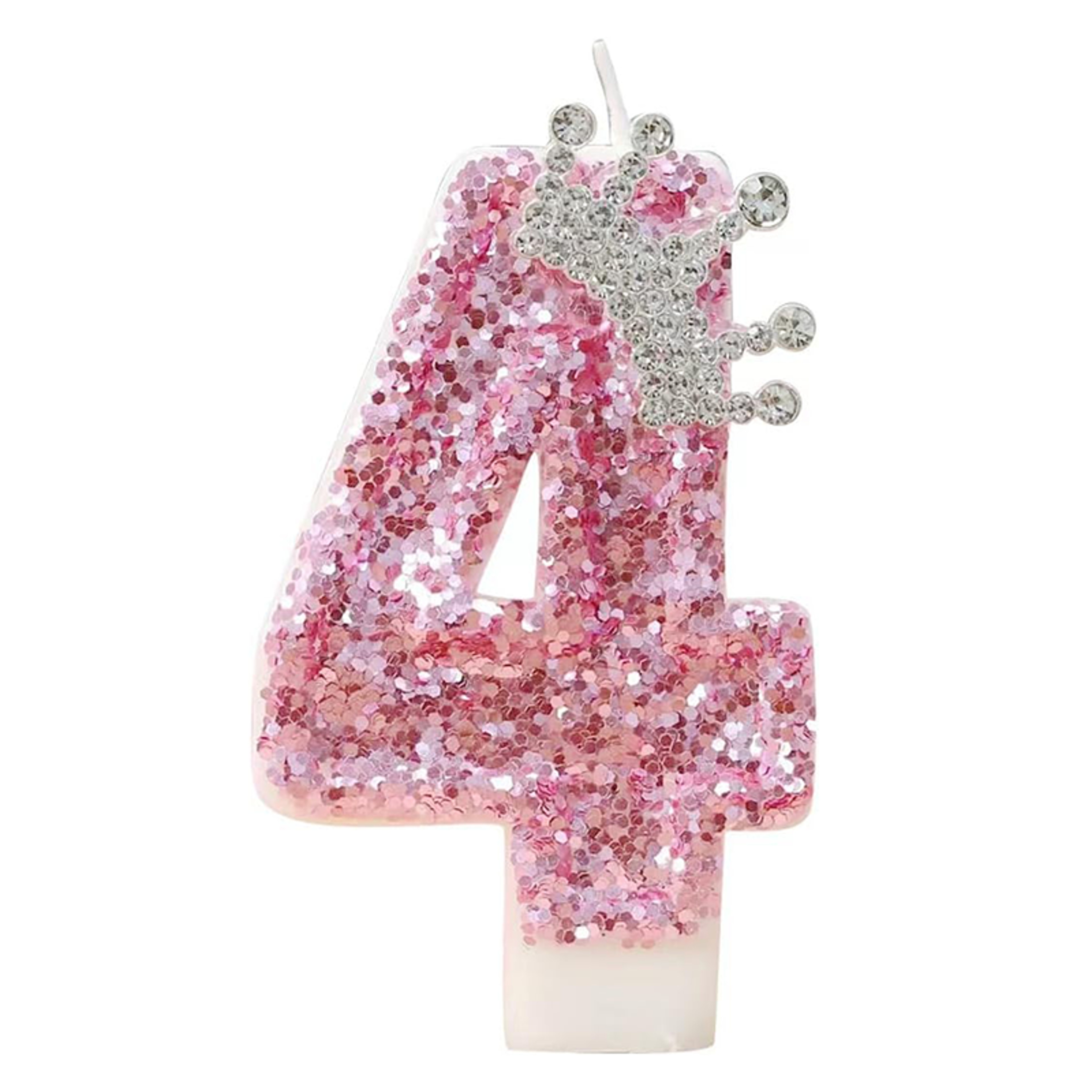 Pink Princess Crown Birthday Number Candle For Cake Decorations 7