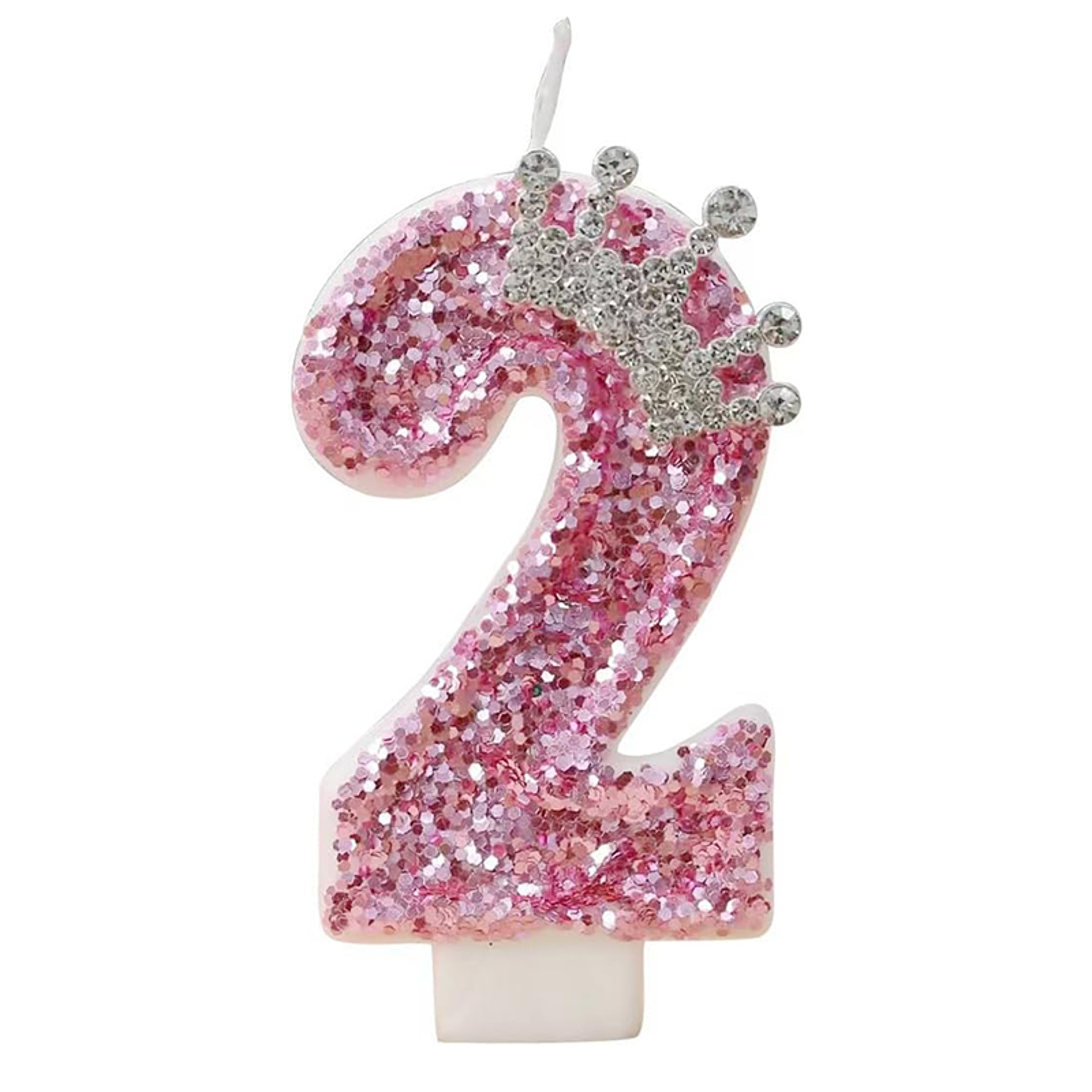 Pink Princess Crown Birthday Number Candle For Cake Decorations 9