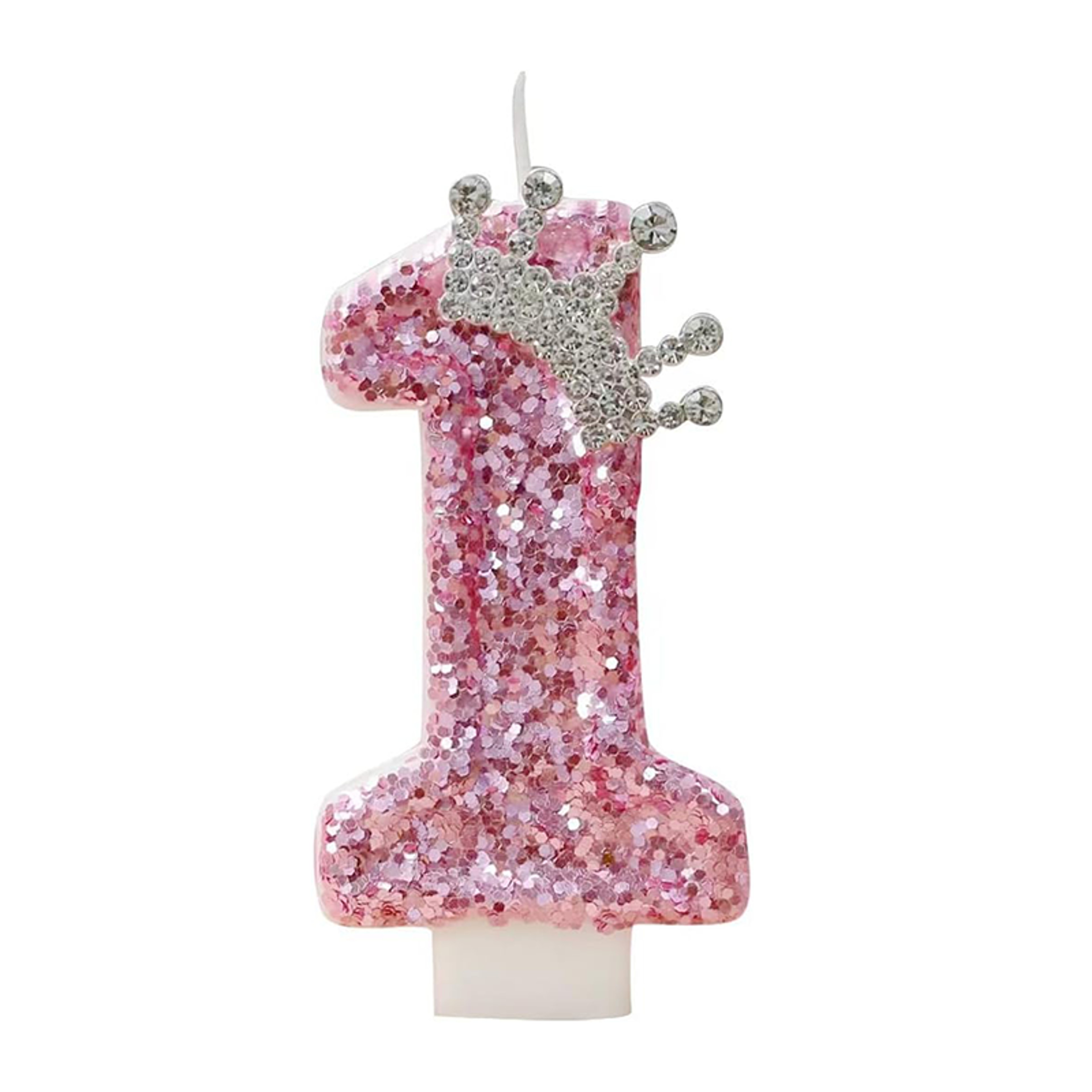 Pink Princess Crown Birthday Number Candle For Cake Decorations 15
