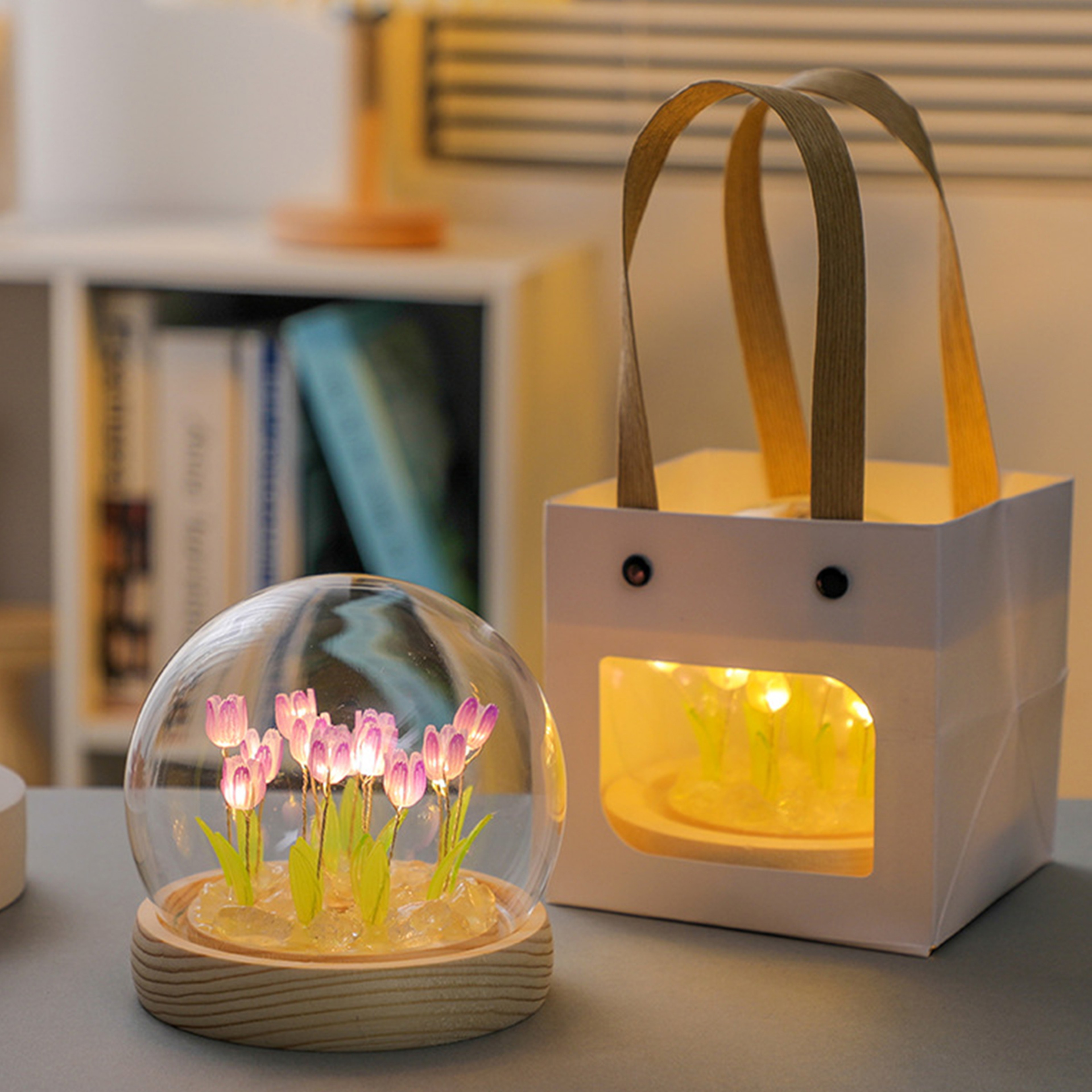 Battery Operated DIY Tulip LED Night Light with Glass Flower Design – view 5