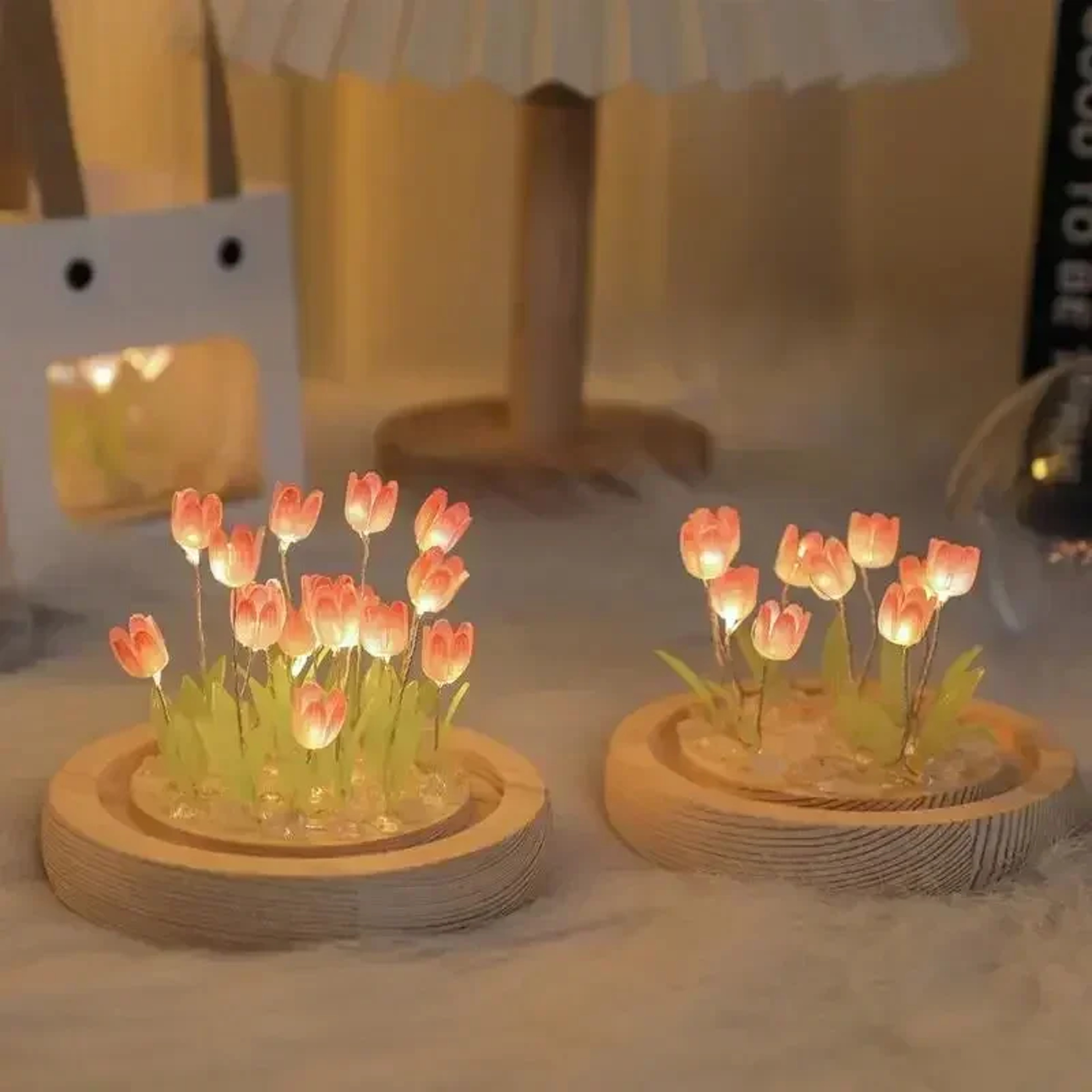 LED Tulip Flower Night Light Decorative Glass Bedside Lamp – view 2