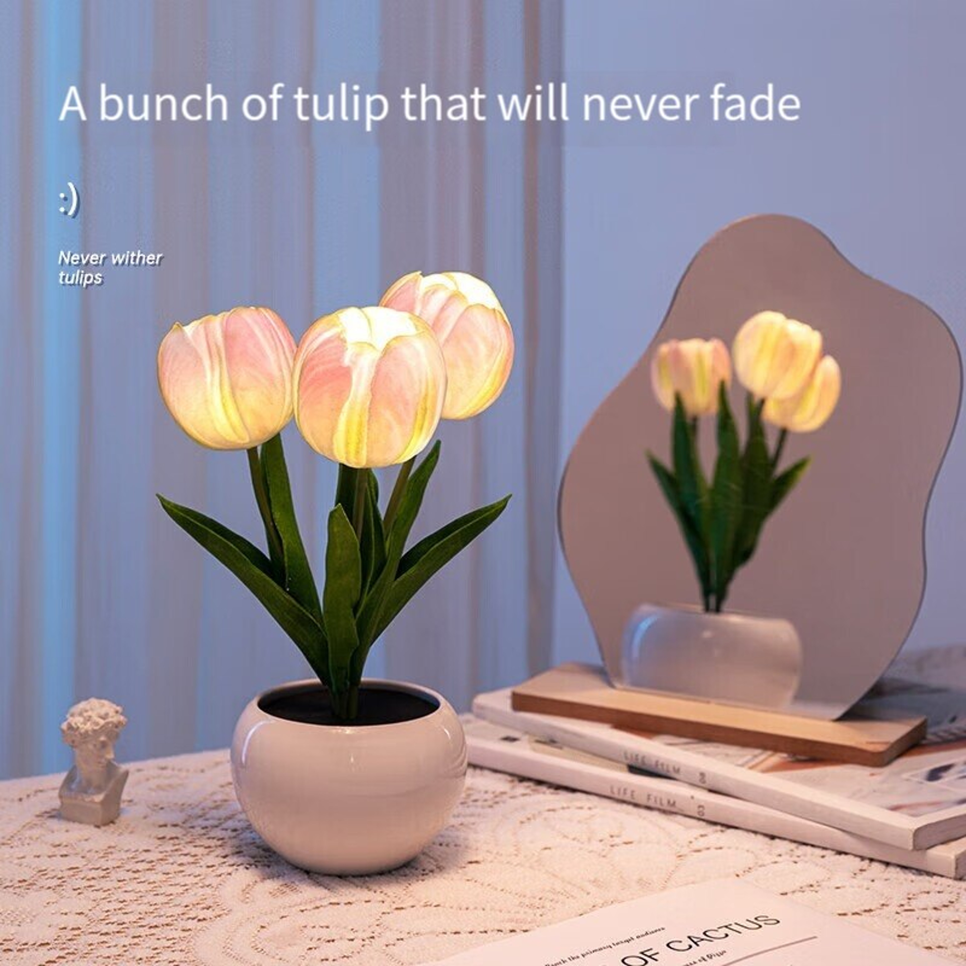 LED Tulip Table Lamp With Warm Light For Romantic Bedroom Decor 1