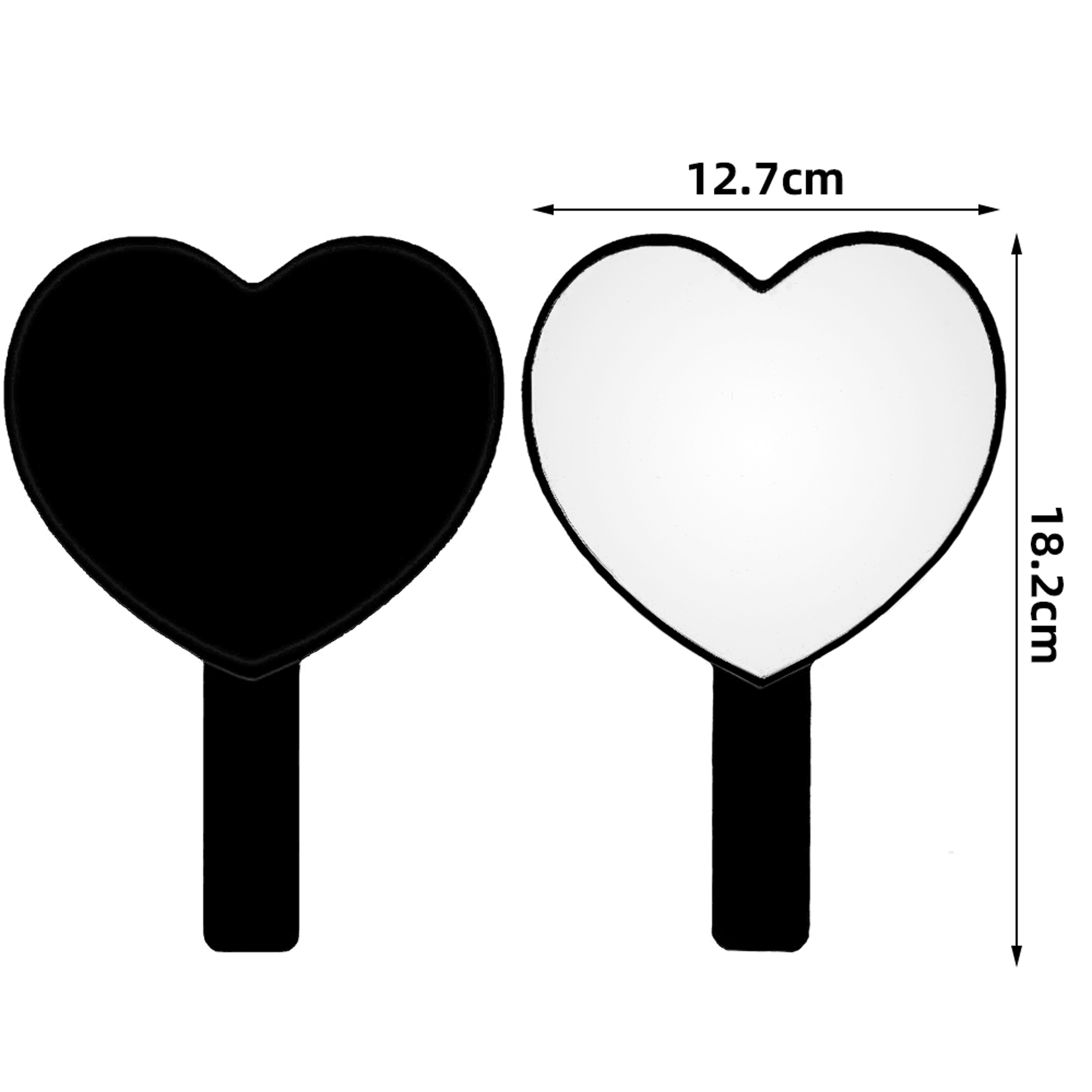 Custom Logo Personalized Heart Shape Handle Mirrors Pink Black White Hand Held Mirror Wig Specilist 6
