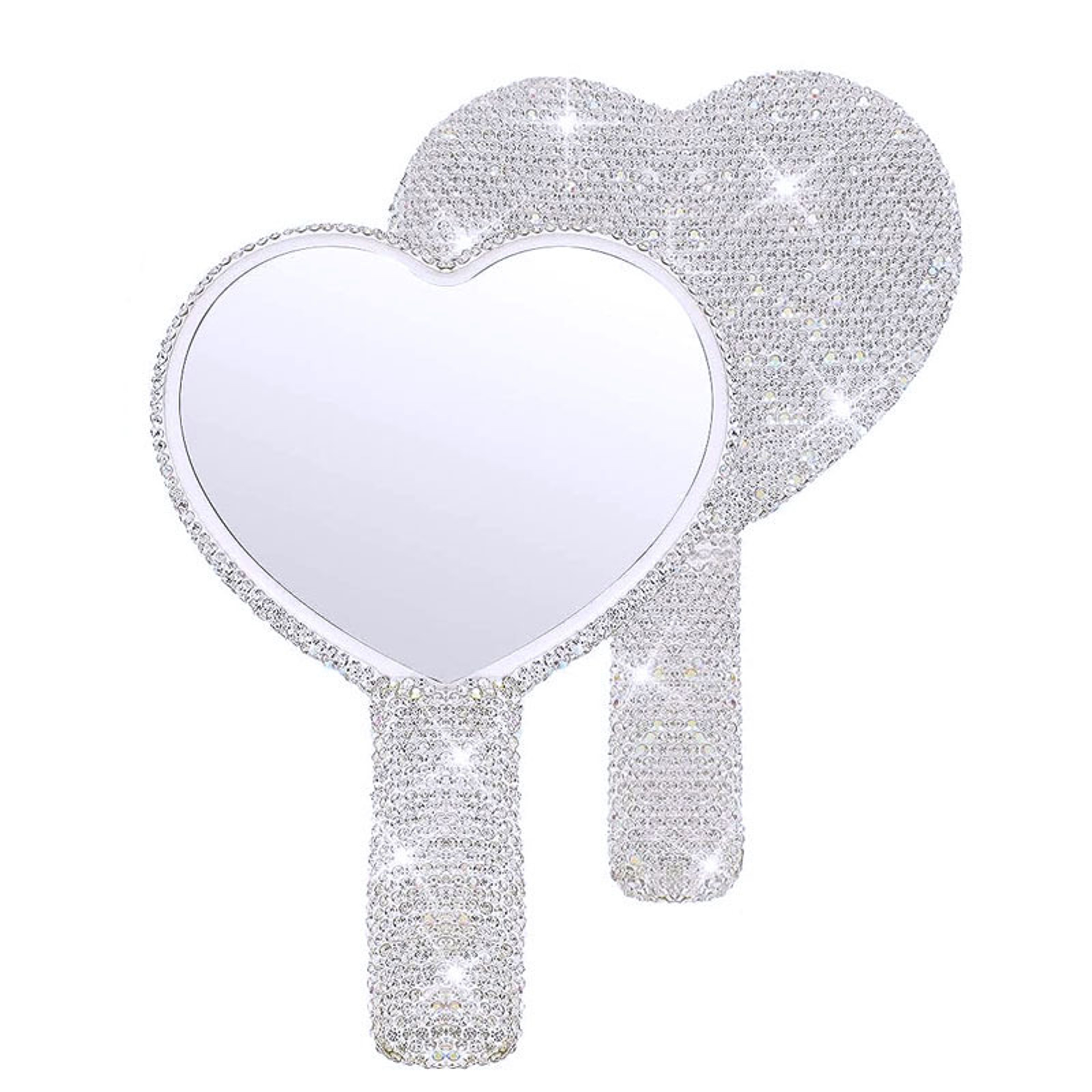 HeartShaped Handheld Makeup Mirror With Sparkling Rhinestone Frame 7