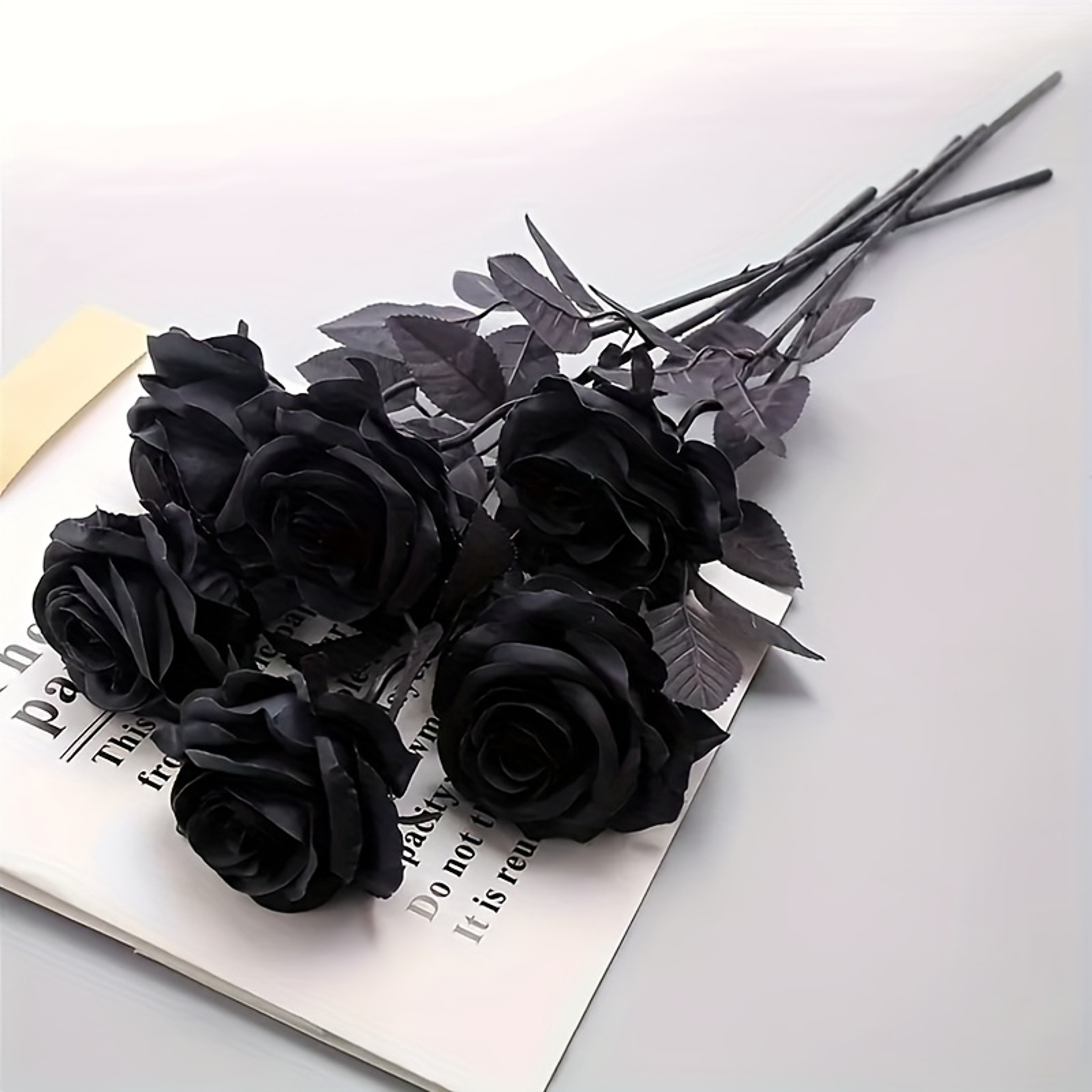 Artificial Black Roses With Long Stems For Halloween And Wedding Decor 3