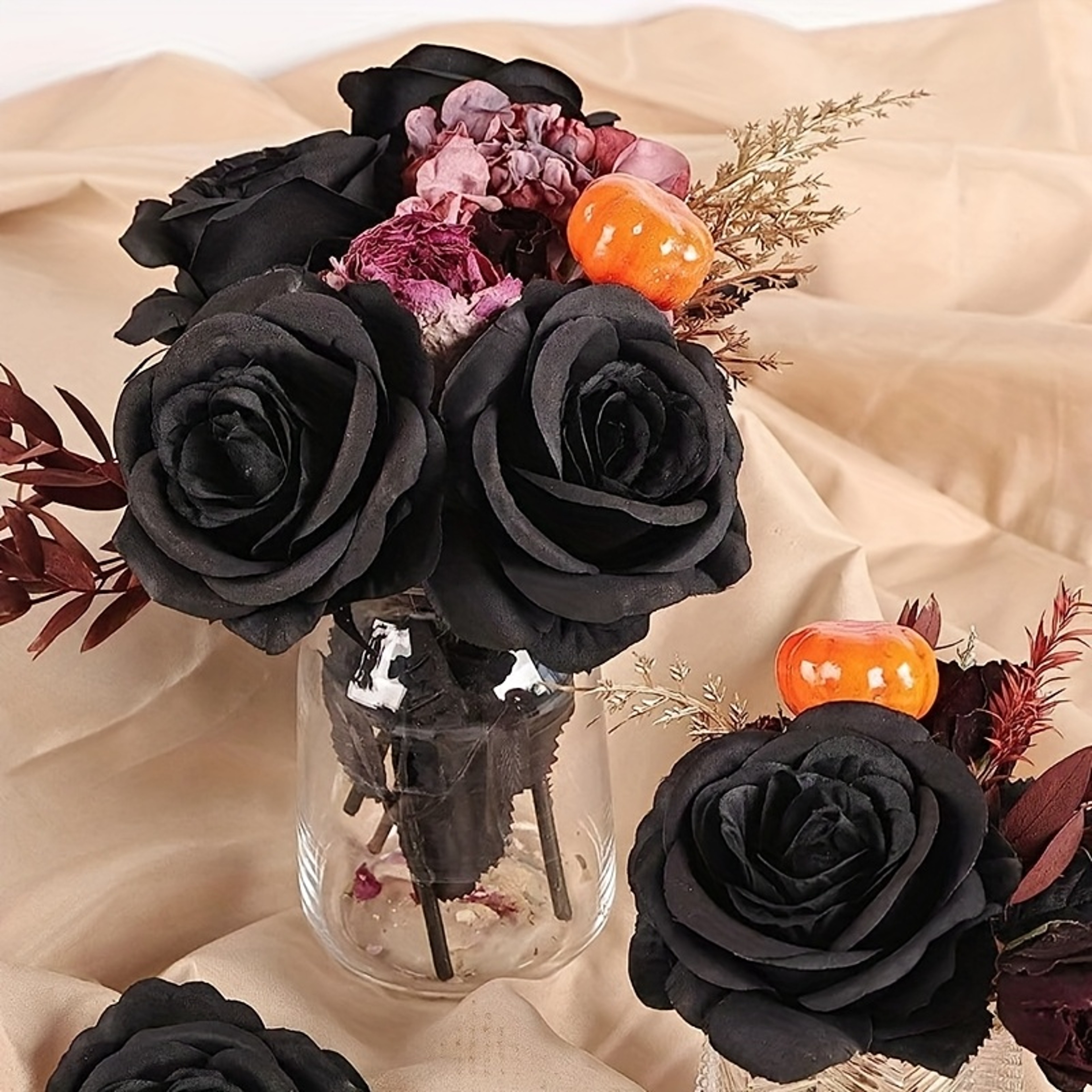 Artificial Black Roses With Long Stems For Halloween And Wedding Decor 5