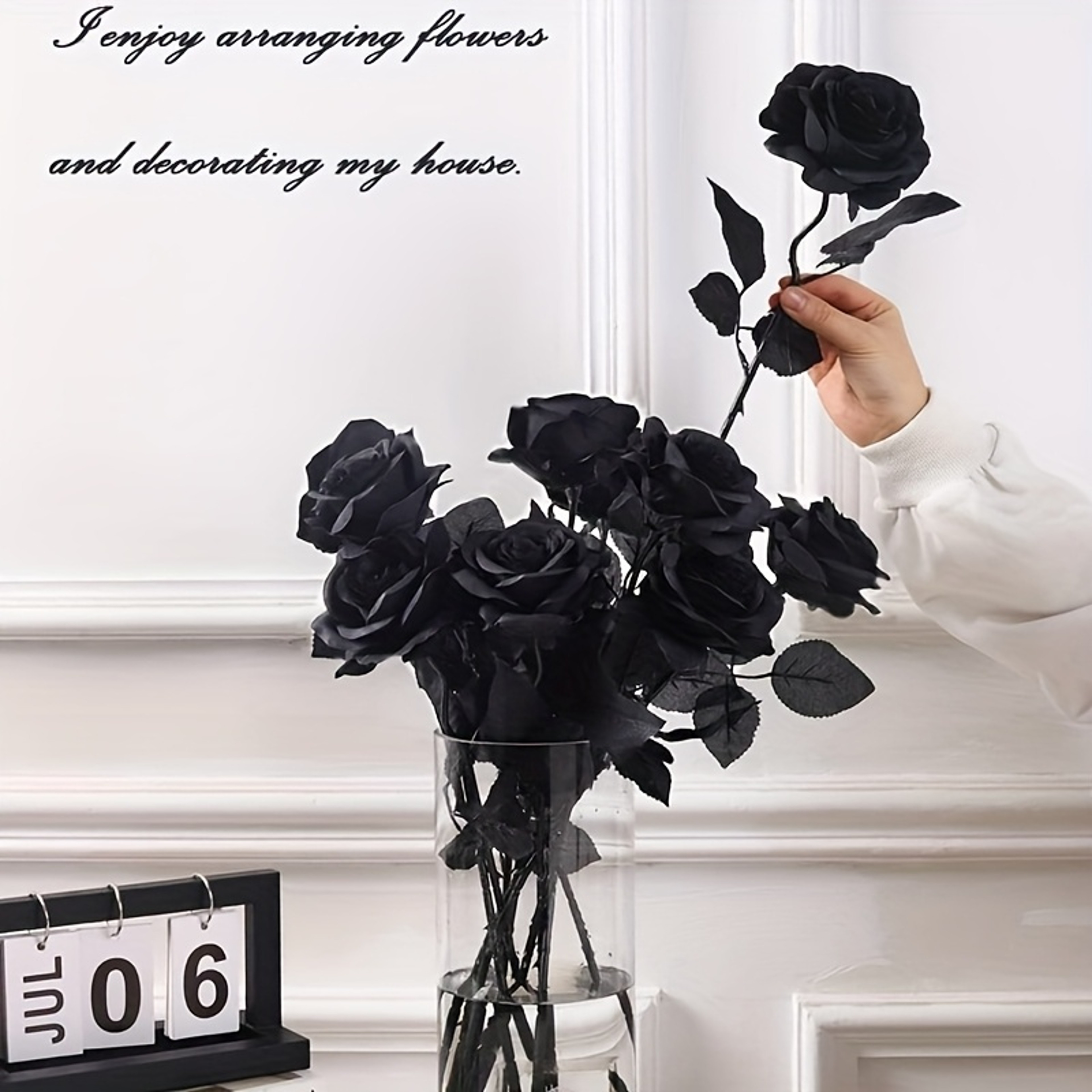 Artificial Black Roses With Long Stems For Halloween And Wedding Decor 6