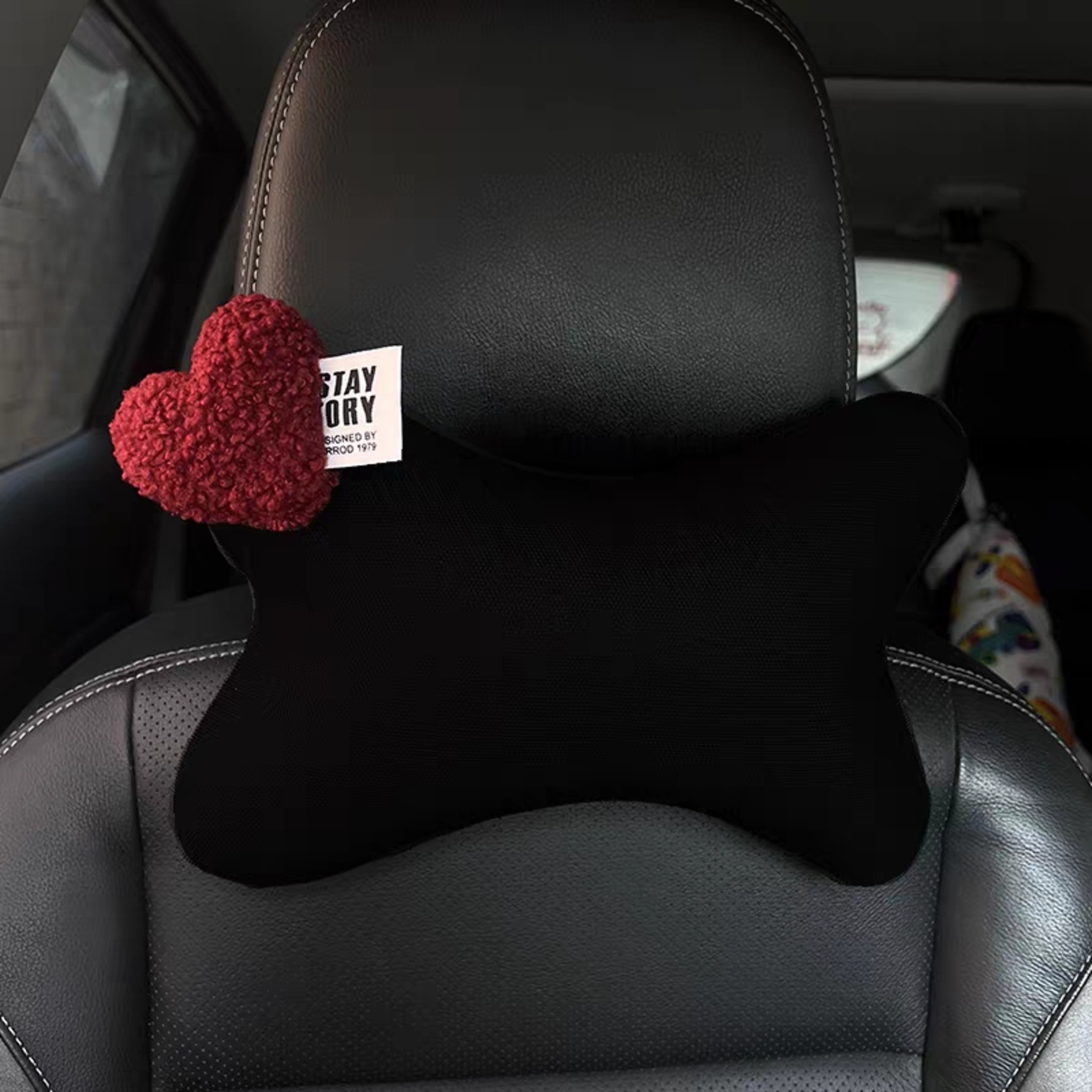Red Heart Car Headrest Neck Support Pillow With Breathable Ice Silk Mesh 2