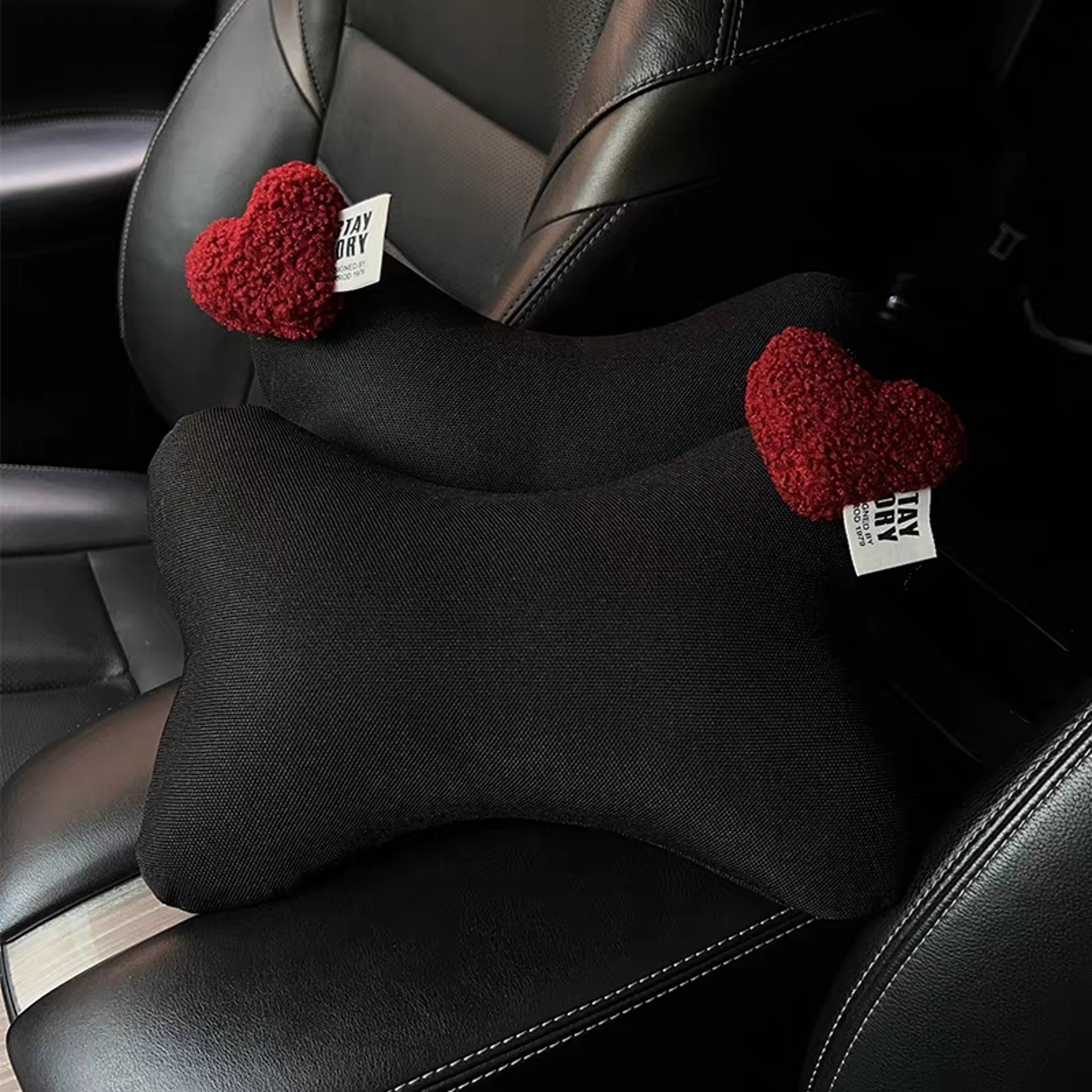 Red Heart Car Headrest Neck Support Pillow With Breathable Ice Silk Mesh 4