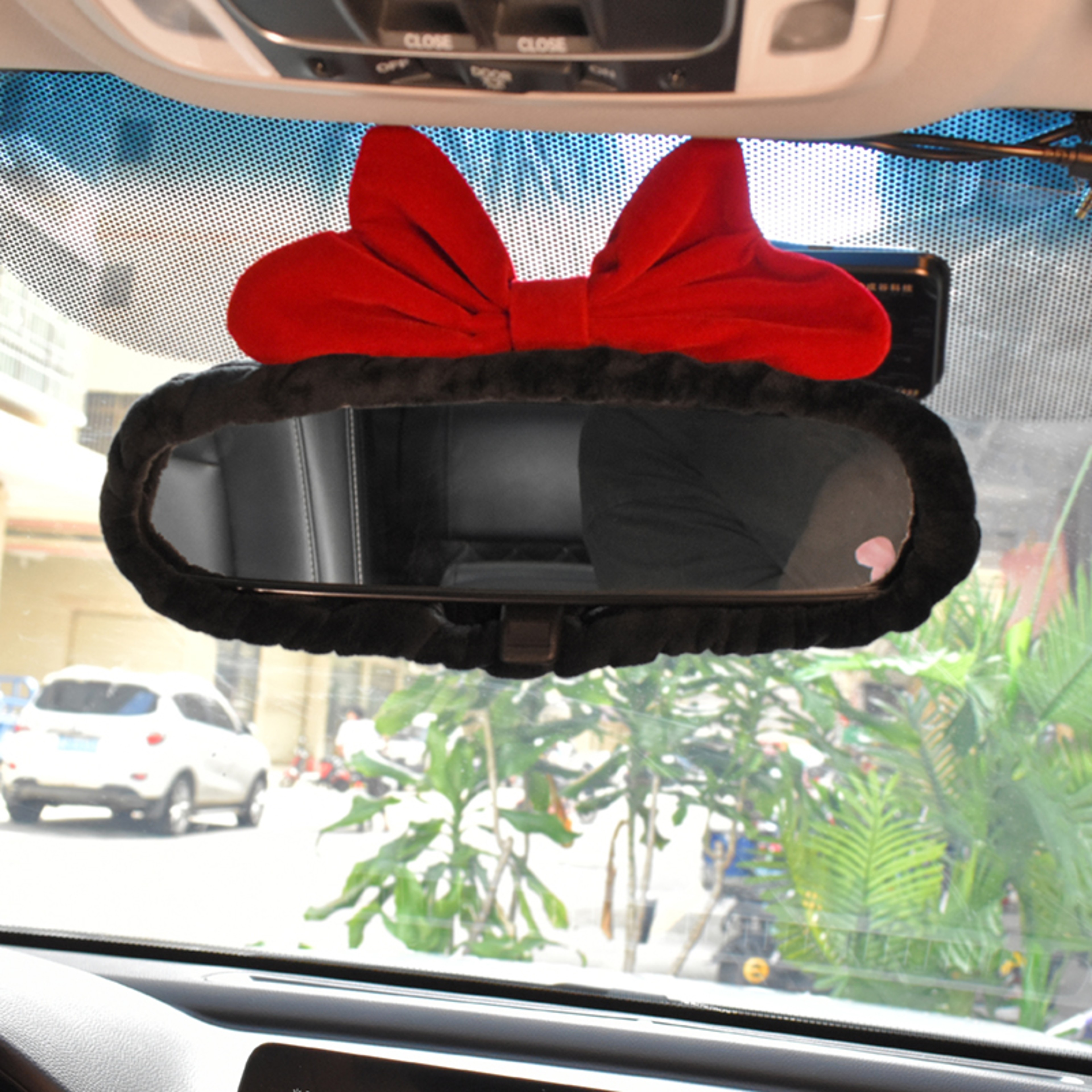 Cute Red Bow Car Neck Pillow With Plush Headrest Support And Car Accessories 5