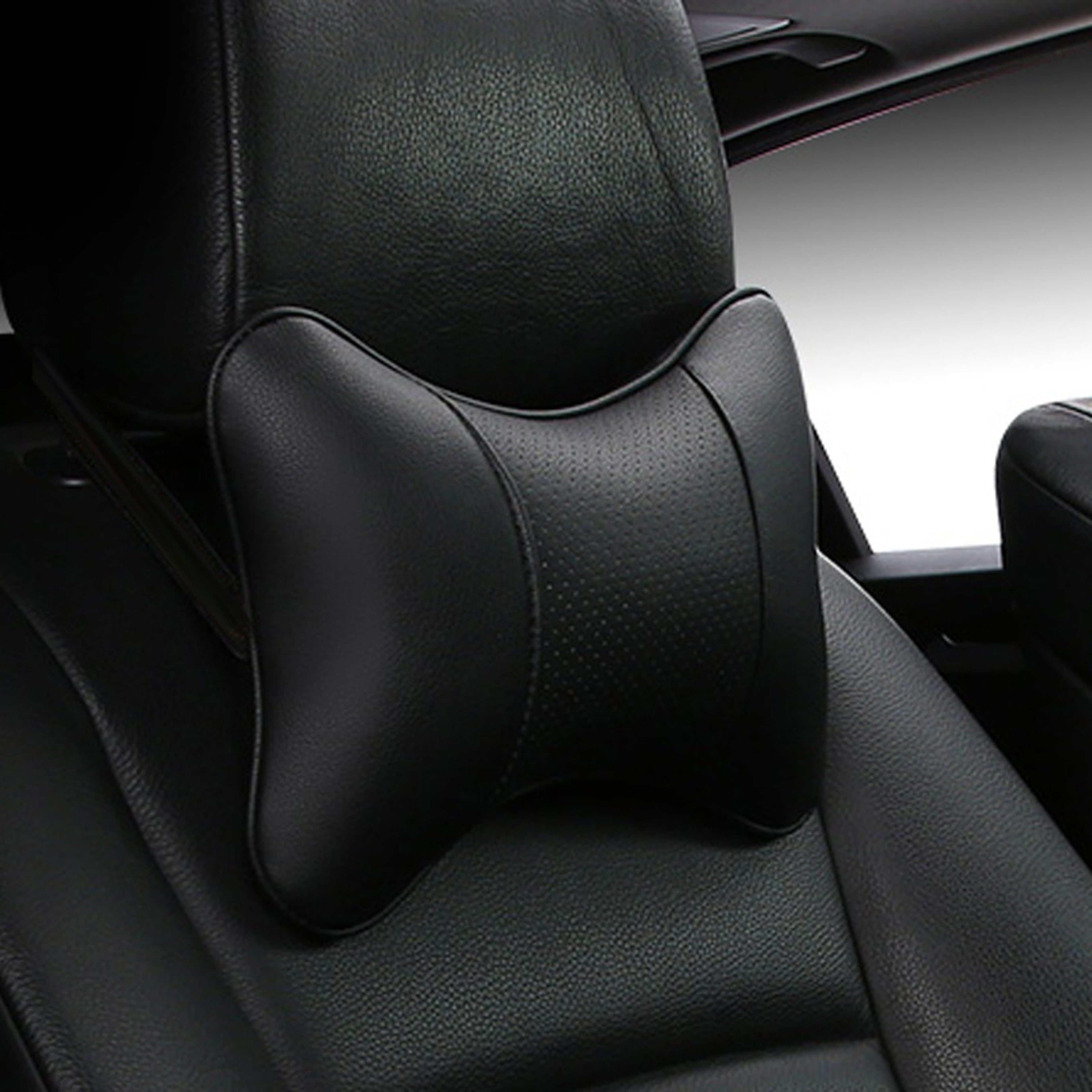 Car Neck Pillow with PU Leather Headrest Cushion and Universal Fit – view 1