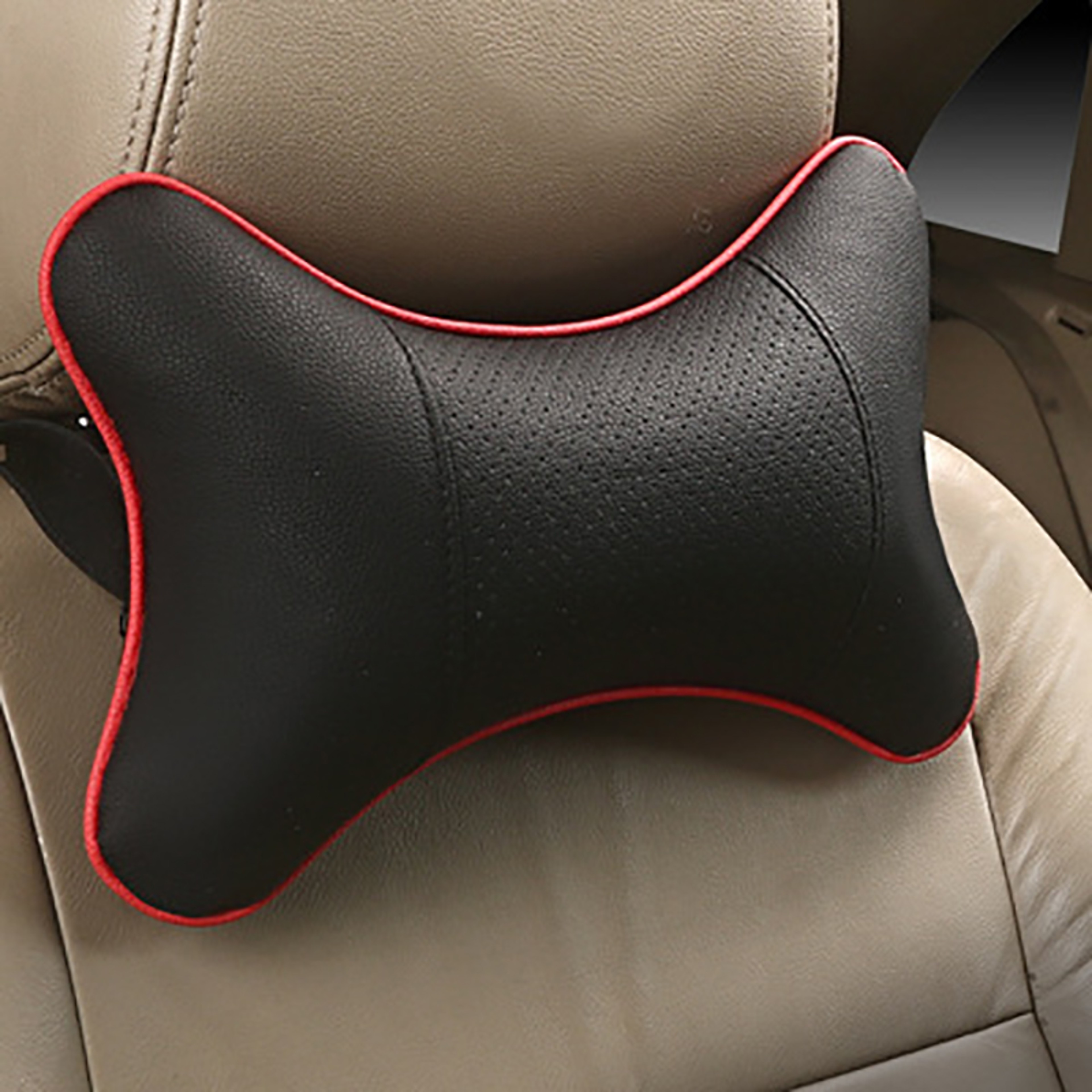 Car Neck Pillow with PU Leather Headrest Cushion and Universal Fit – view 5