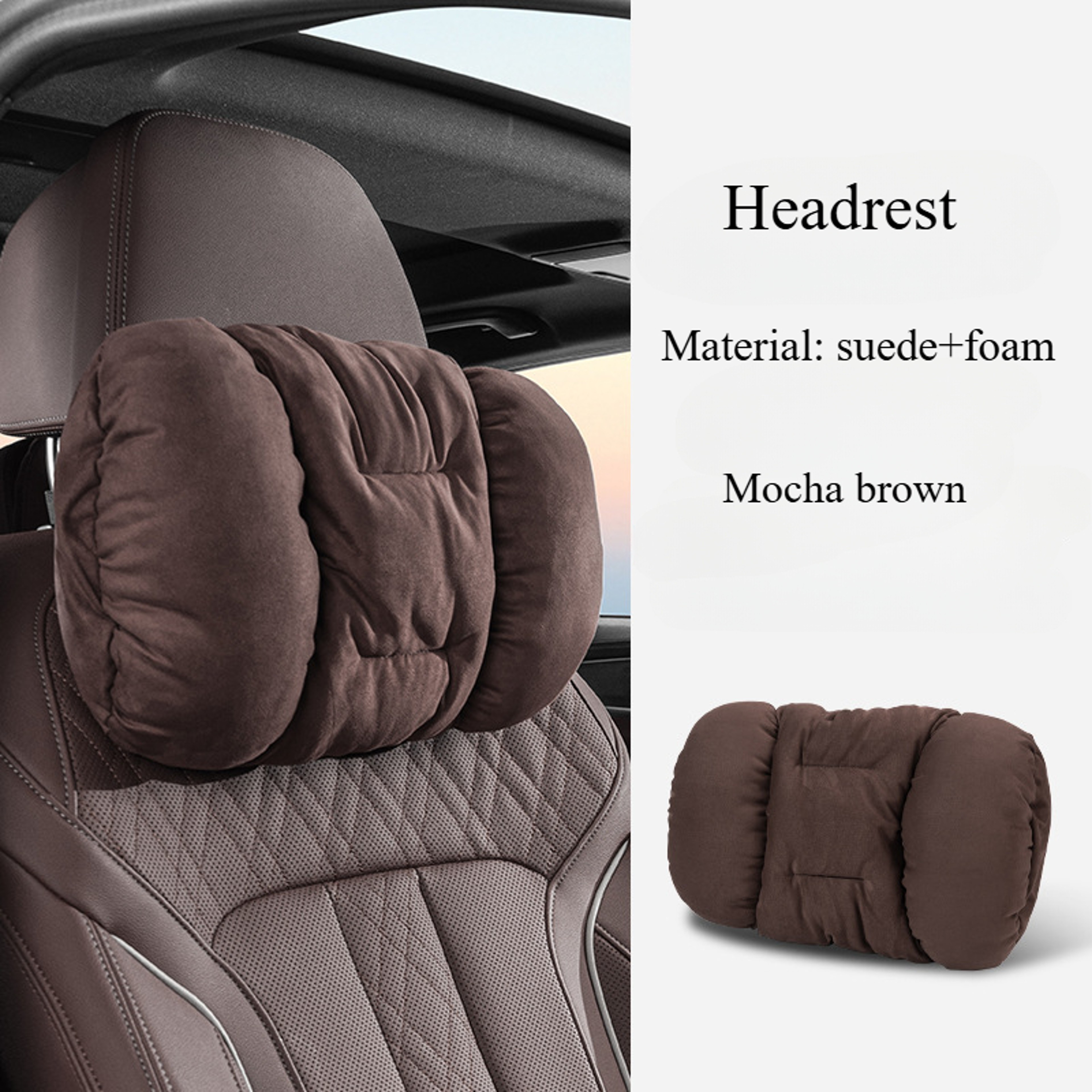 Plush Car Headrest Pillow With Soft Suede Neck Support Cushion 1