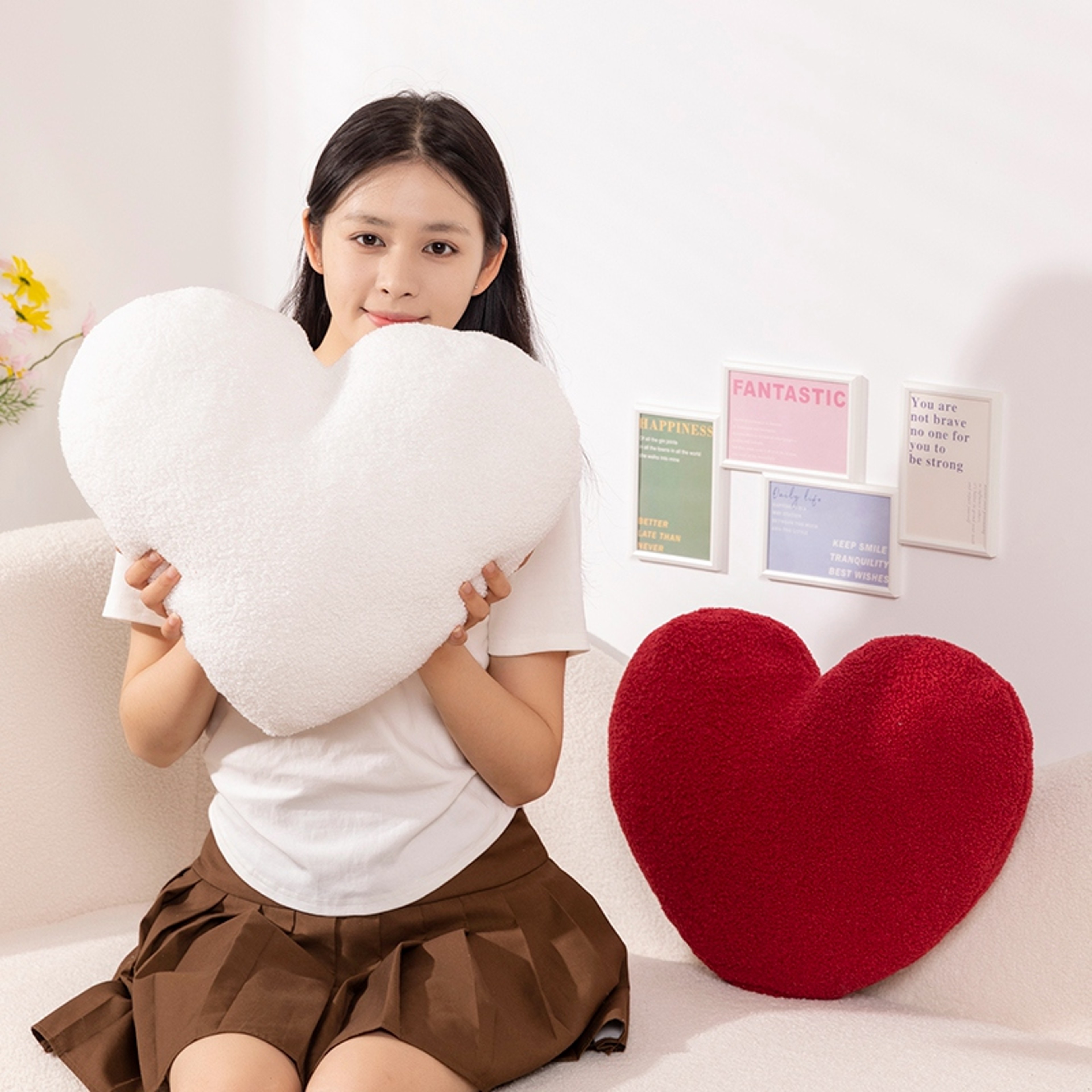Heart Shaped Plush Throw Pillow Soft Love Cushion For Sofa Bed And Home Decor 5